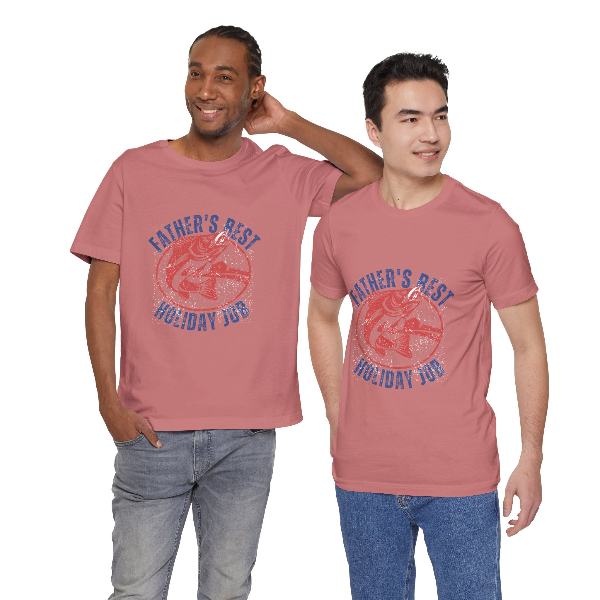 Father's Best Holiday Job T-Shirt — Vintage Fishing Dad Christmas Tee