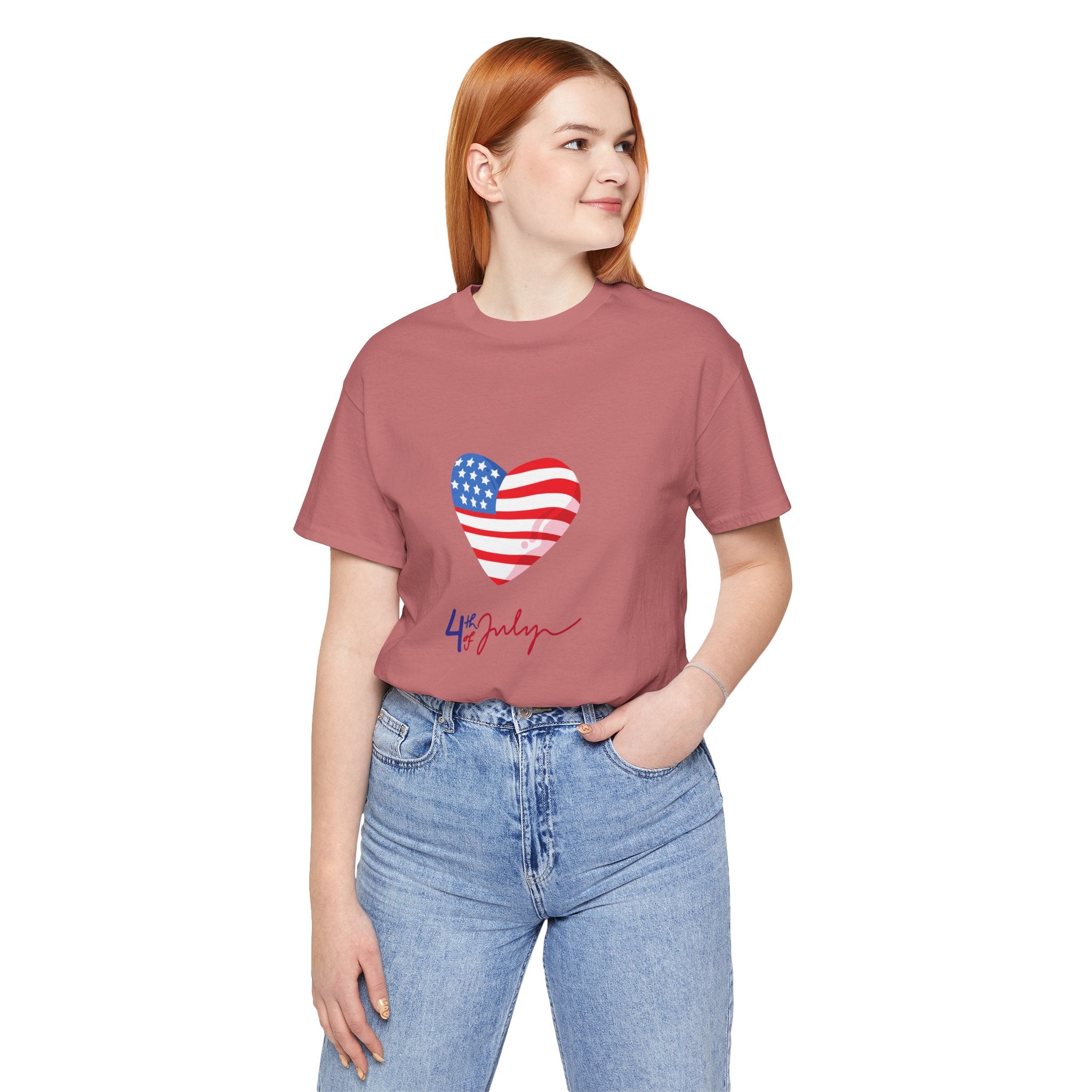 4th of July Heart Flag Tee — American Flag Heart Graphic T-Shirt