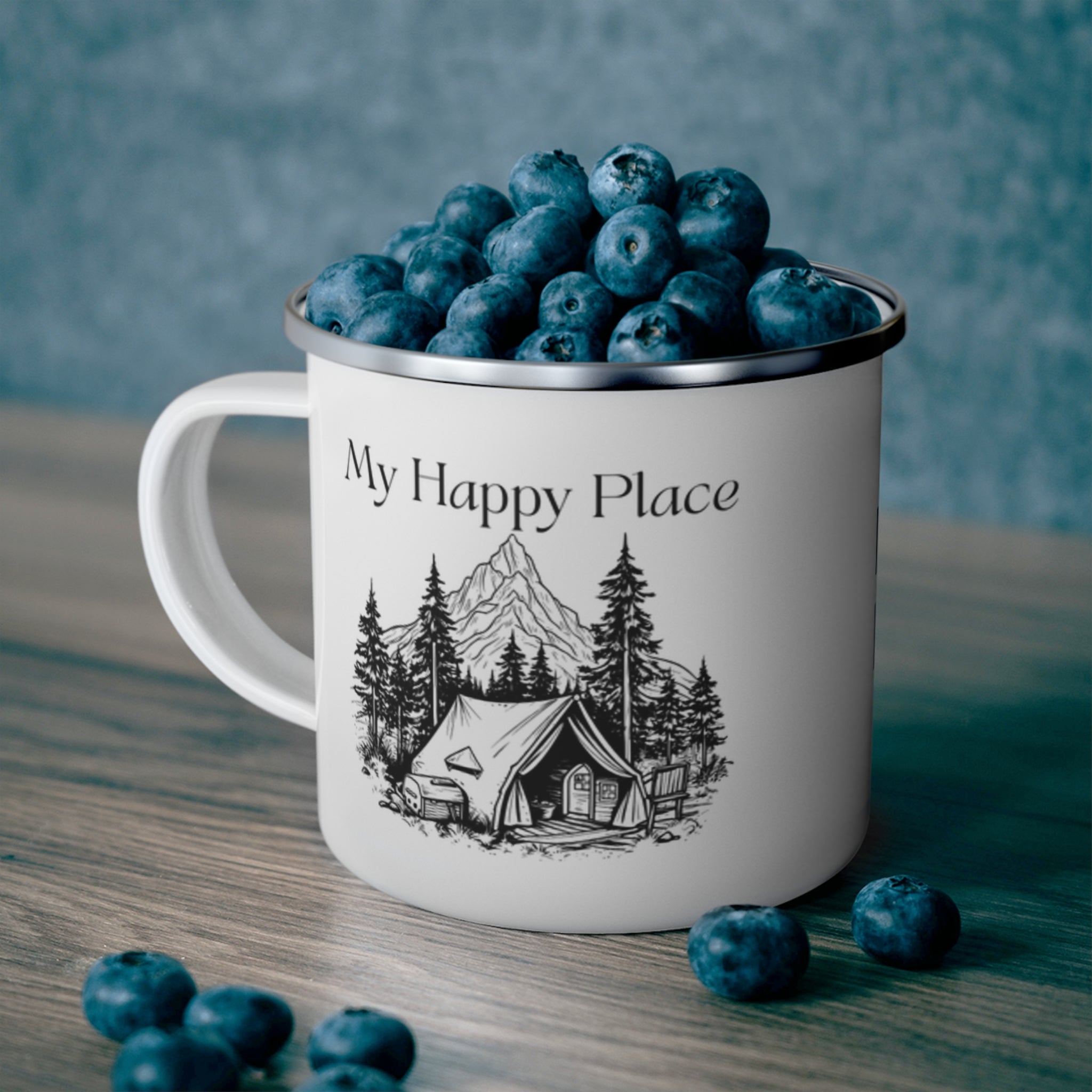 Enamel Camping Mug — "If You Need Me I'll Be at Camp" Outdoor Coffee Cup