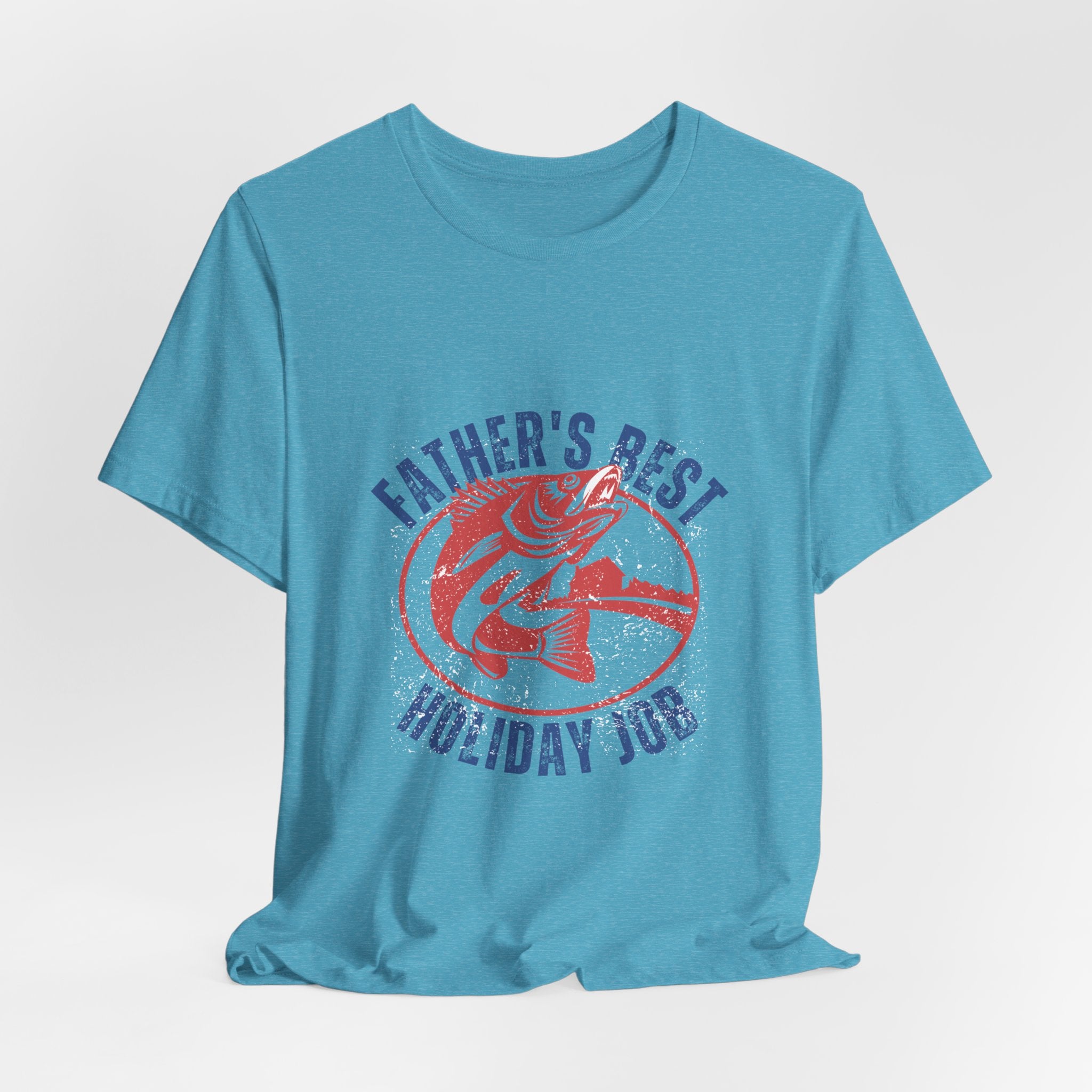 Father's Best Holiday Job T-Shirt — Vintage Fishing Dad Christmas Tee
