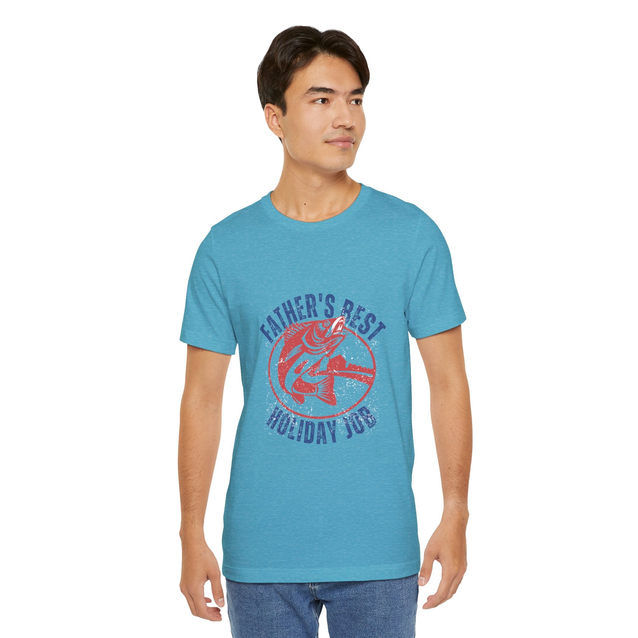Father's Best Holiday Job T-Shirt — Vintage Fishing Dad Christmas Tee