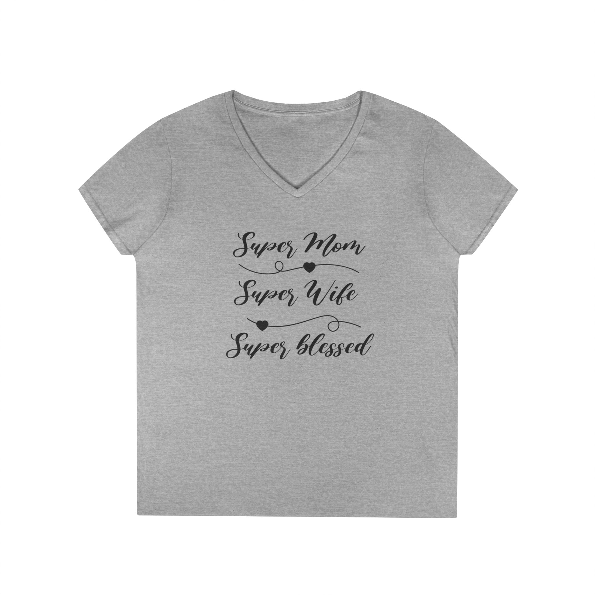 Super Mom Super Wife Super Blessed V-Neck Tee