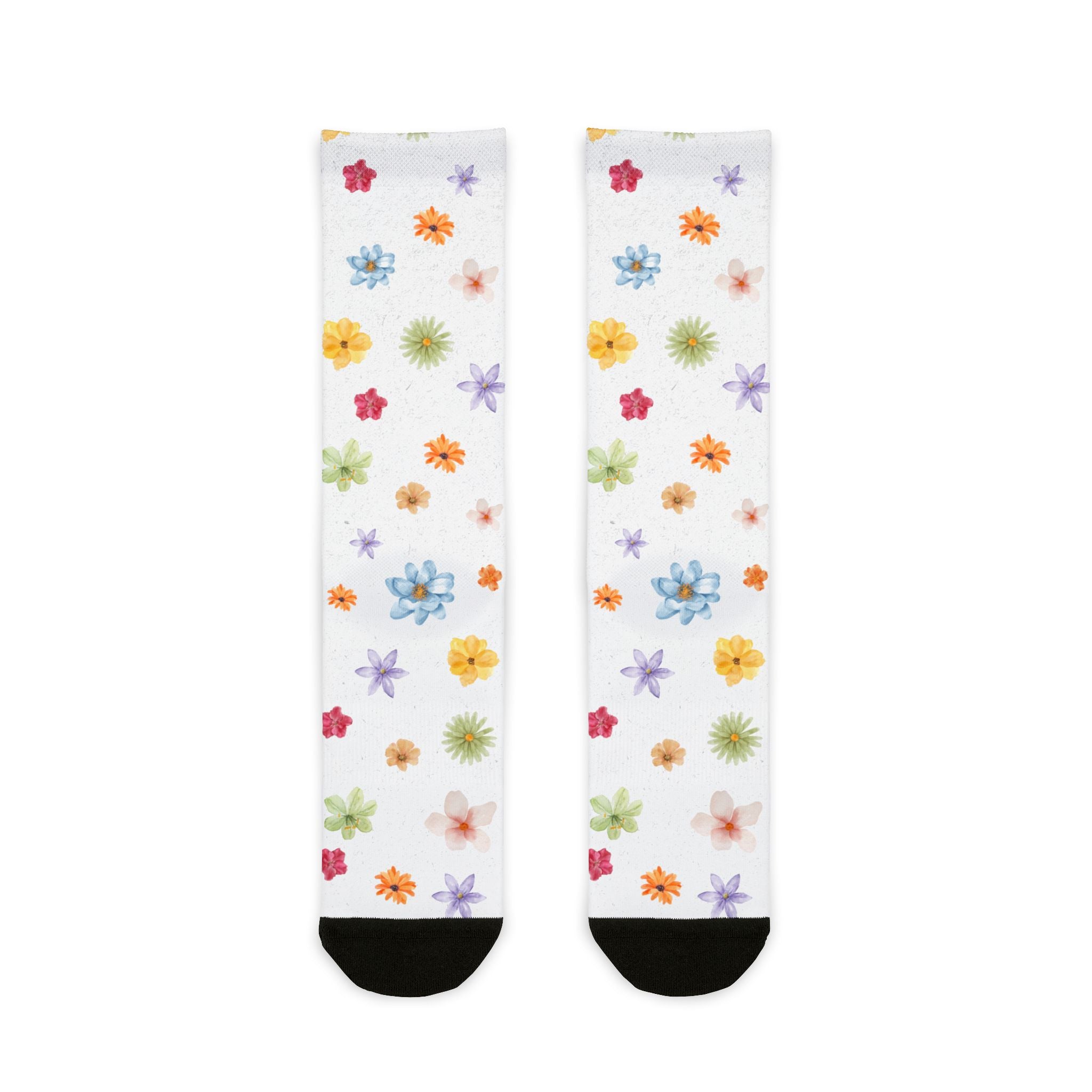Floral Scatter Crew Socks — Colorful Watercolor Flower Socks