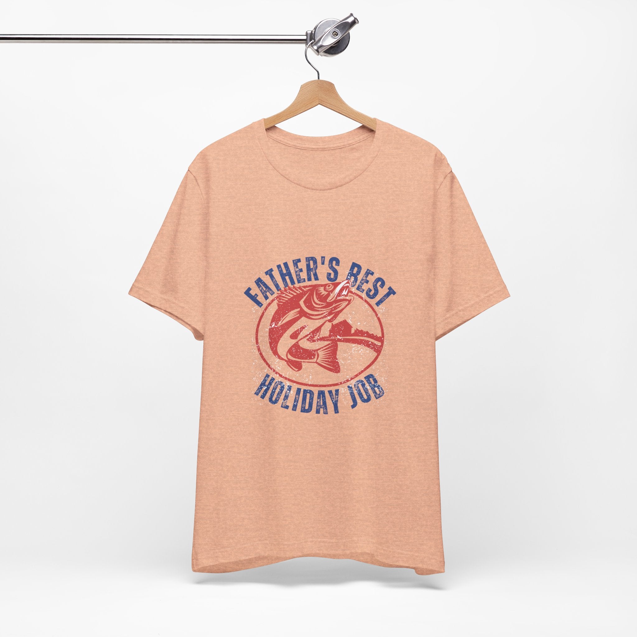 Father's Best Holiday Job T-Shirt — Vintage Fishing Dad Christmas Tee