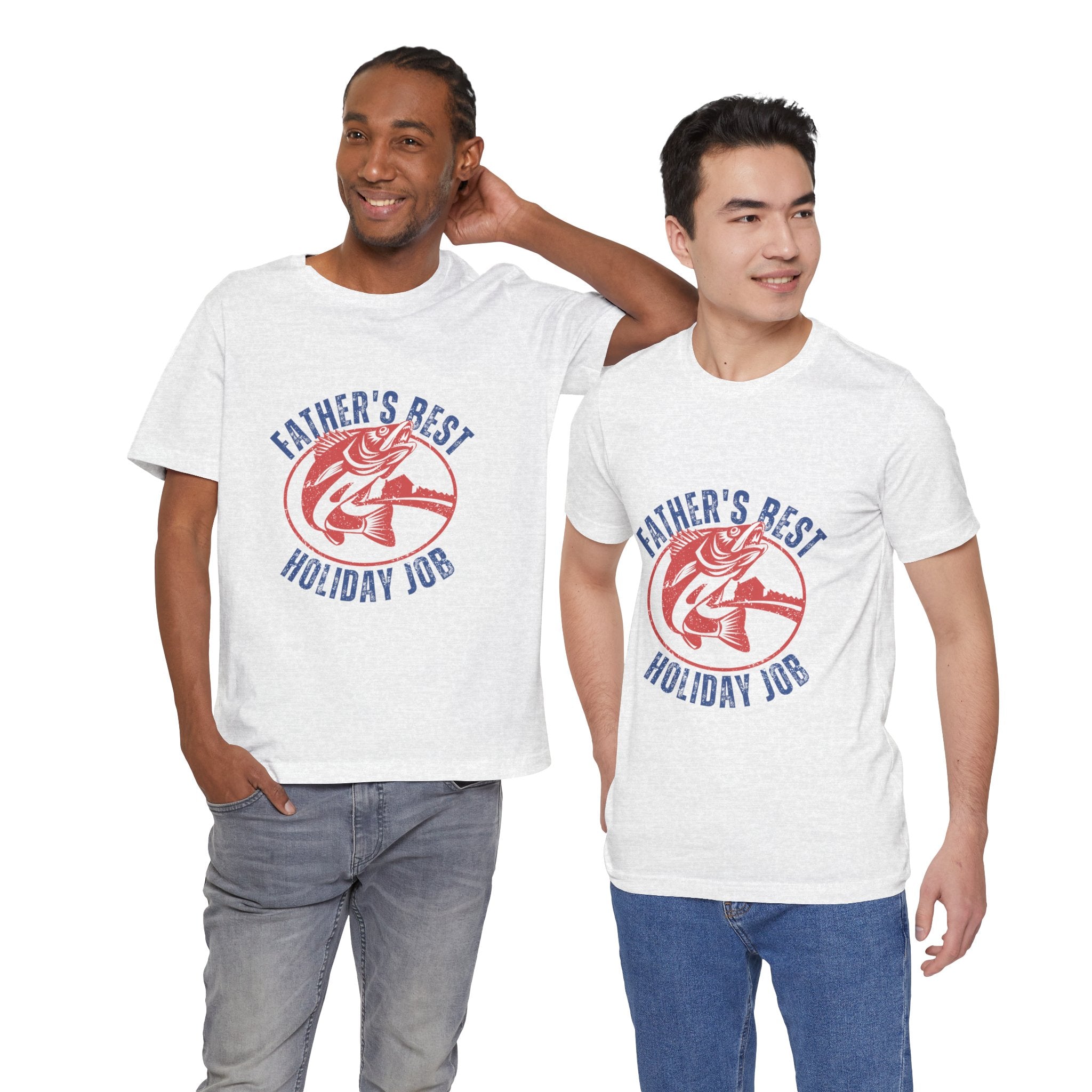 Father's Best Holiday Job T-Shirt — Vintage Fishing Dad Christmas Tee