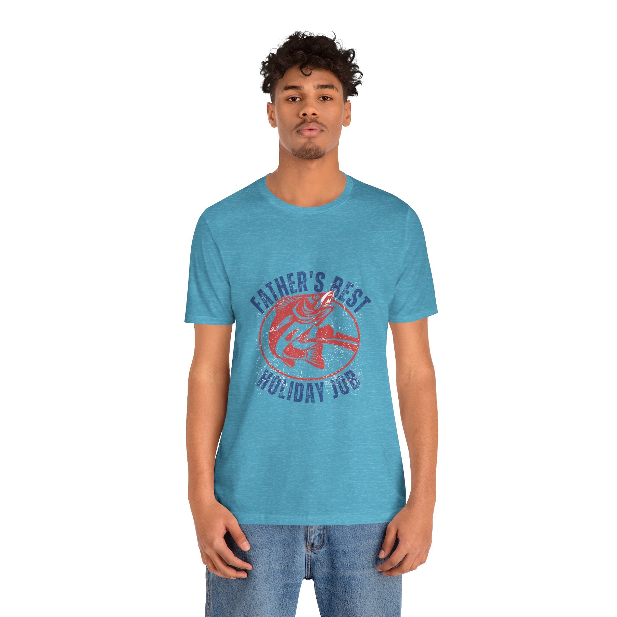 Father's Best Holiday Job T-Shirt — Vintage Fishing Dad Christmas Tee