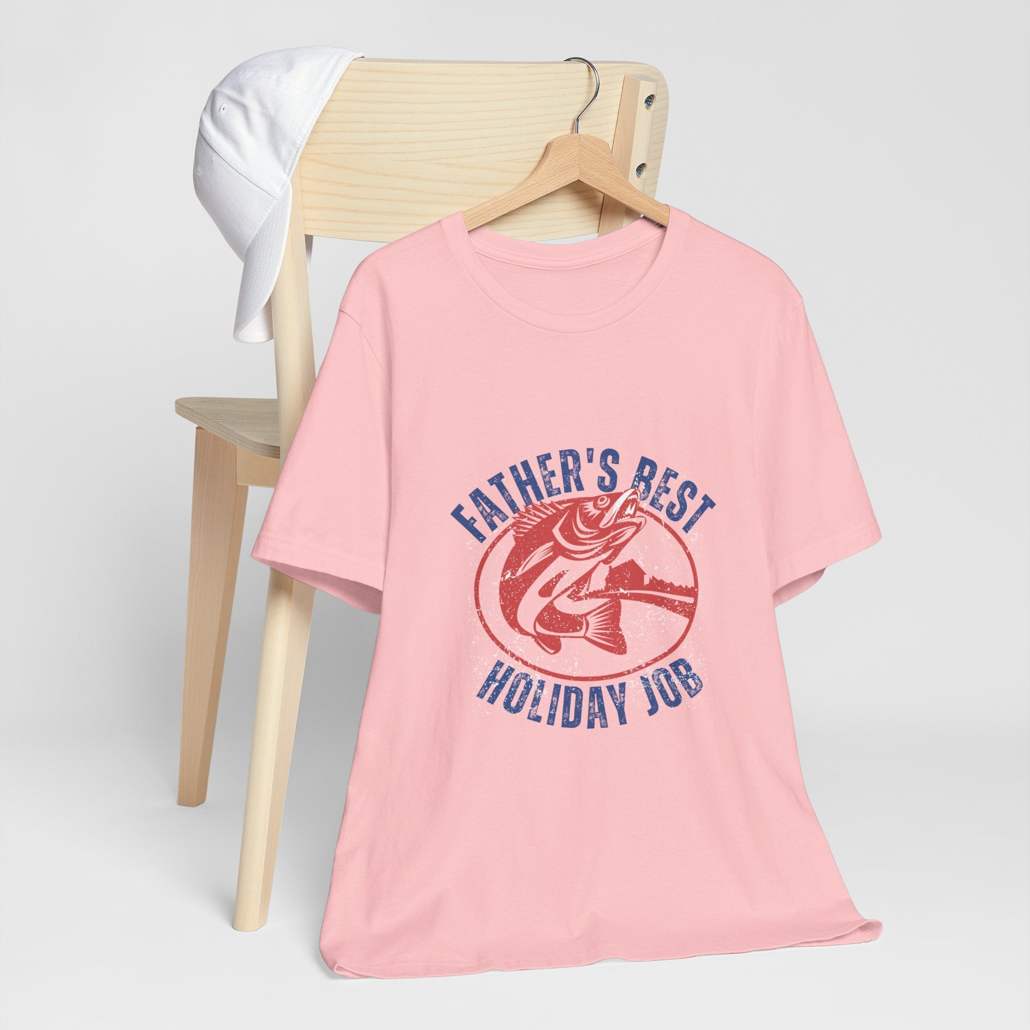 Father's Best Holiday Job T-Shirt — Vintage Fishing Dad Christmas Tee