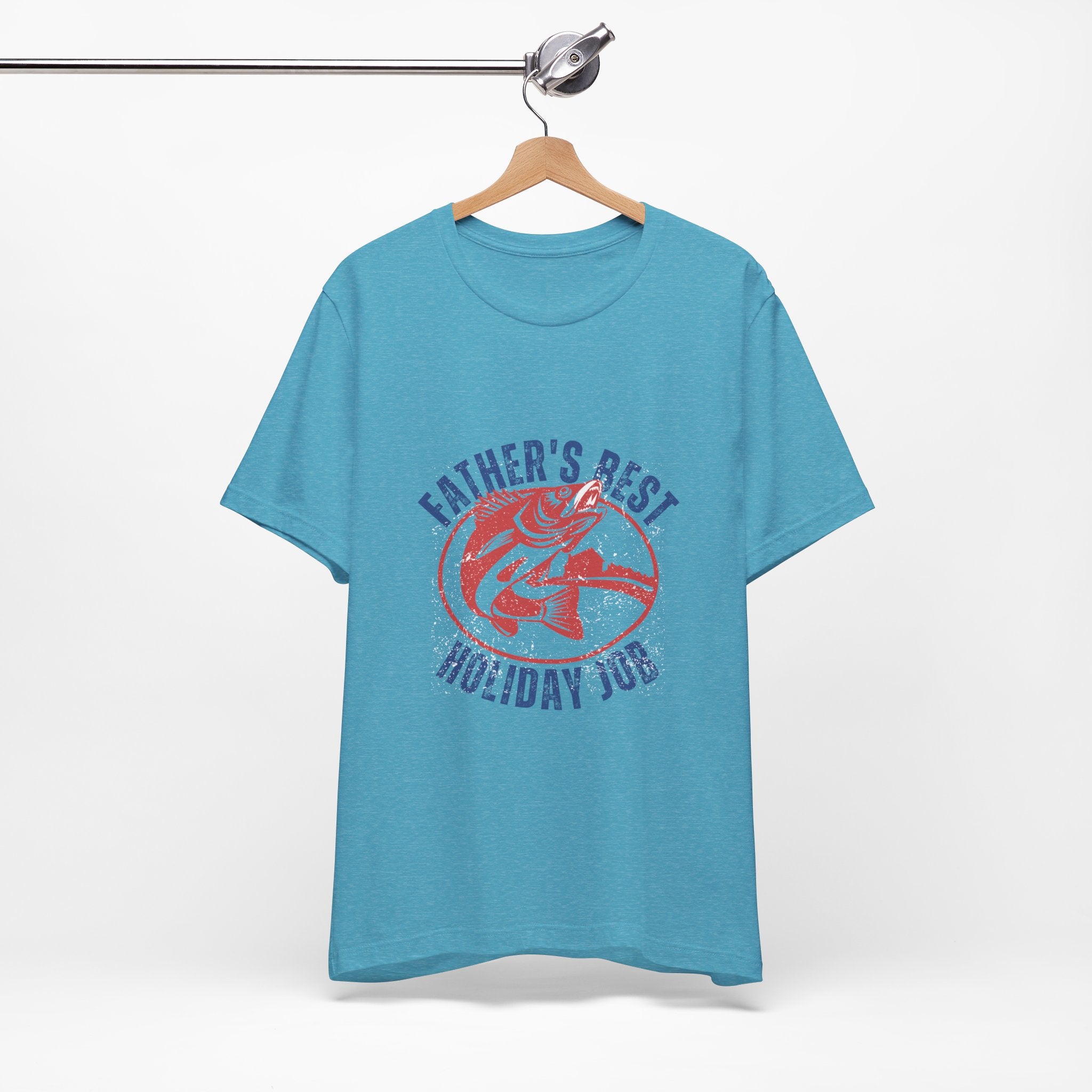 Father's Best Holiday Job T-Shirt — Vintage Fishing Dad Christmas Tee
