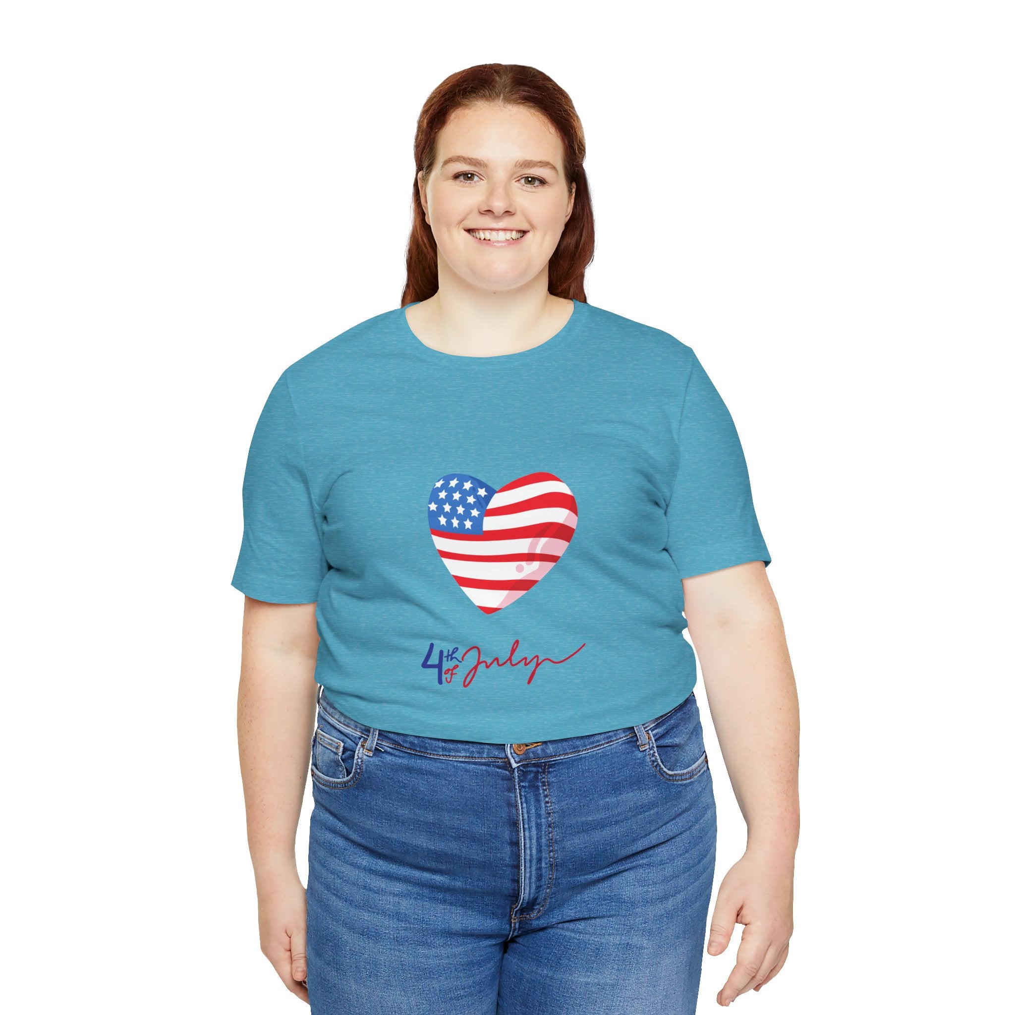 4th of July Heart Flag Tee — American Flag Heart Graphic T-Shirt