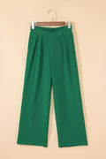 Contour Cross-Waist Trousers — Textured Wide-Leg Pants