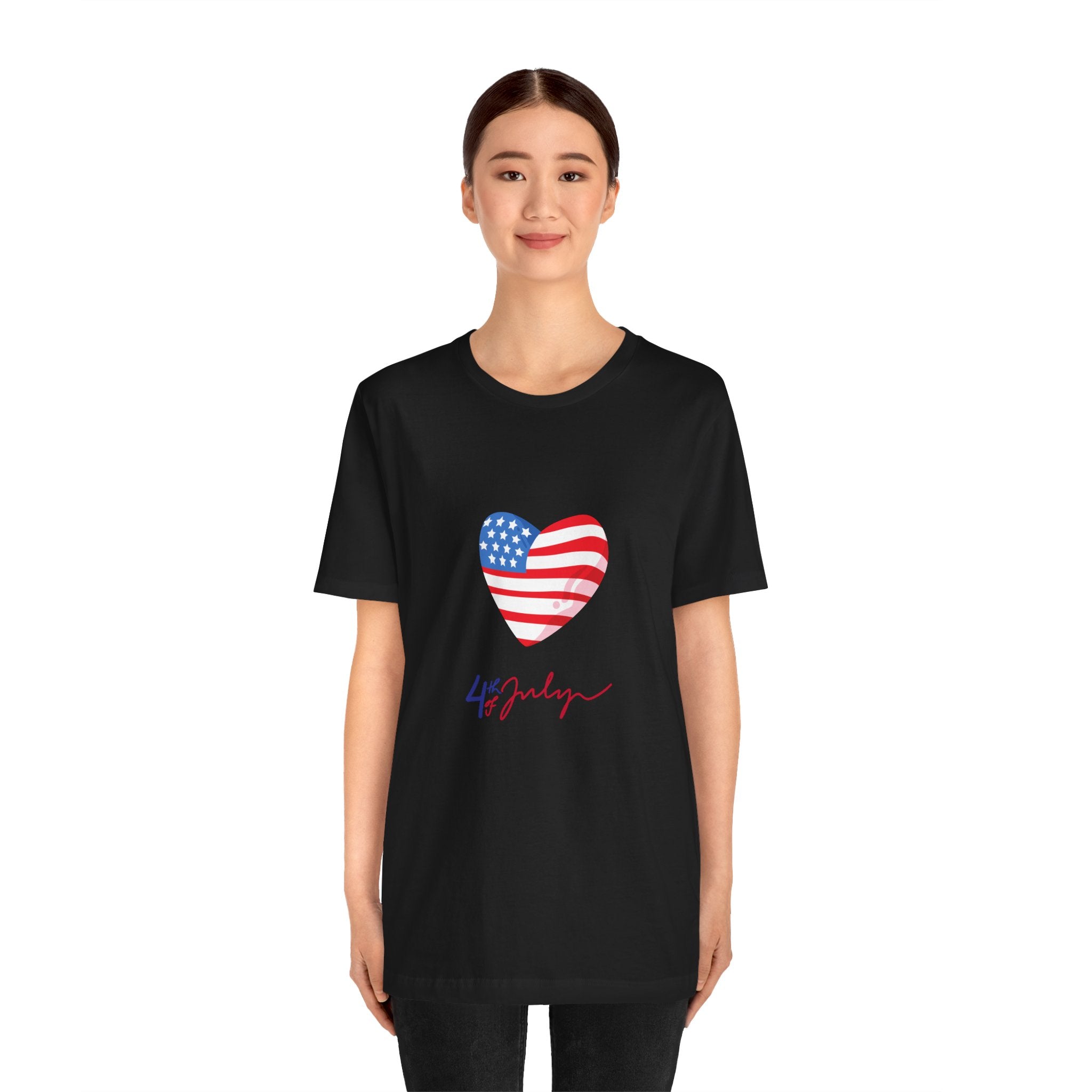 4th of July Heart Flag Tee — American Flag Heart Graphic T-Shirt