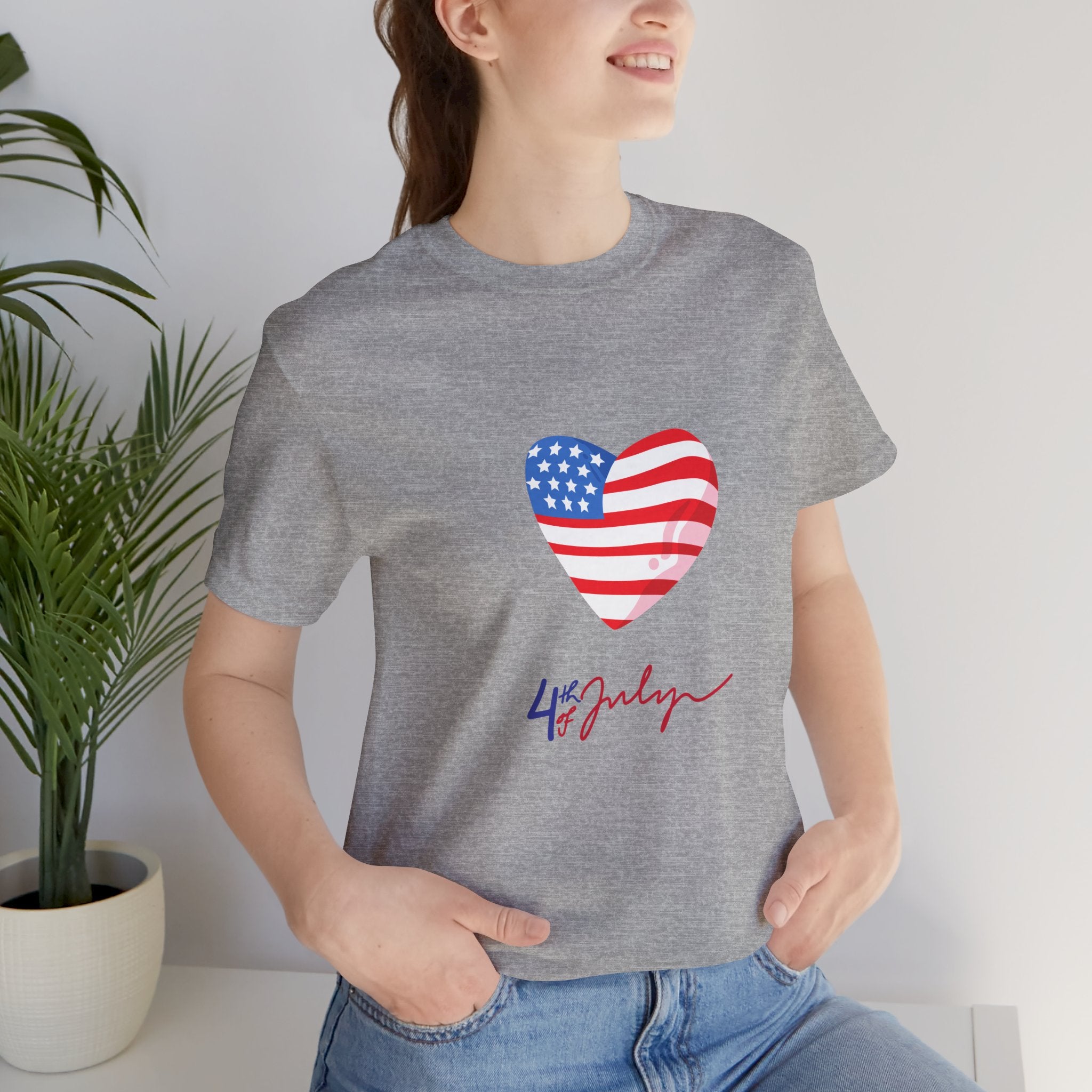 4th of July Heart Flag Tee — American Flag Heart Graphic T-Shirt