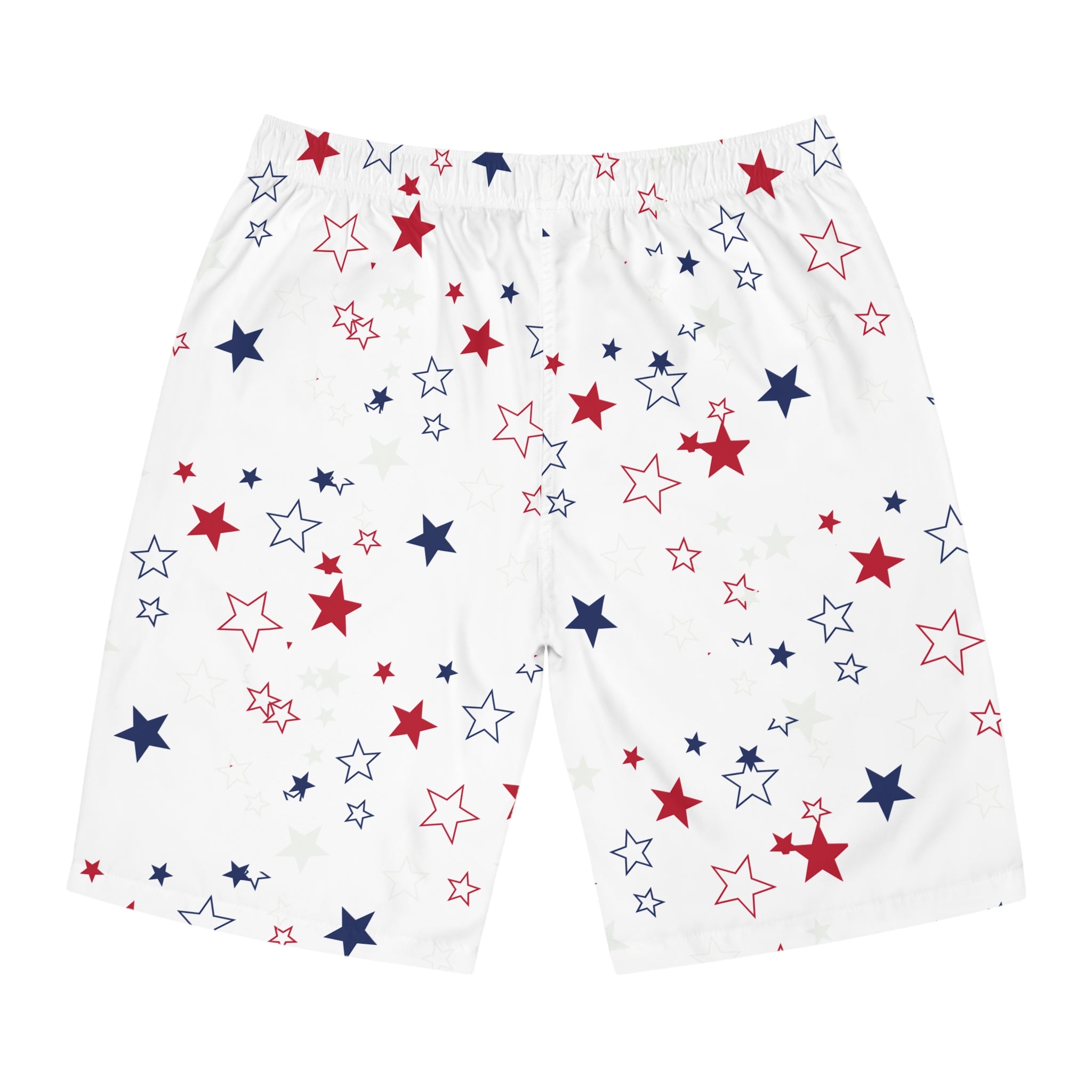 Patriotic Red White & Blue Star Swim Shorts — Men's Board Shorts for 4th of July