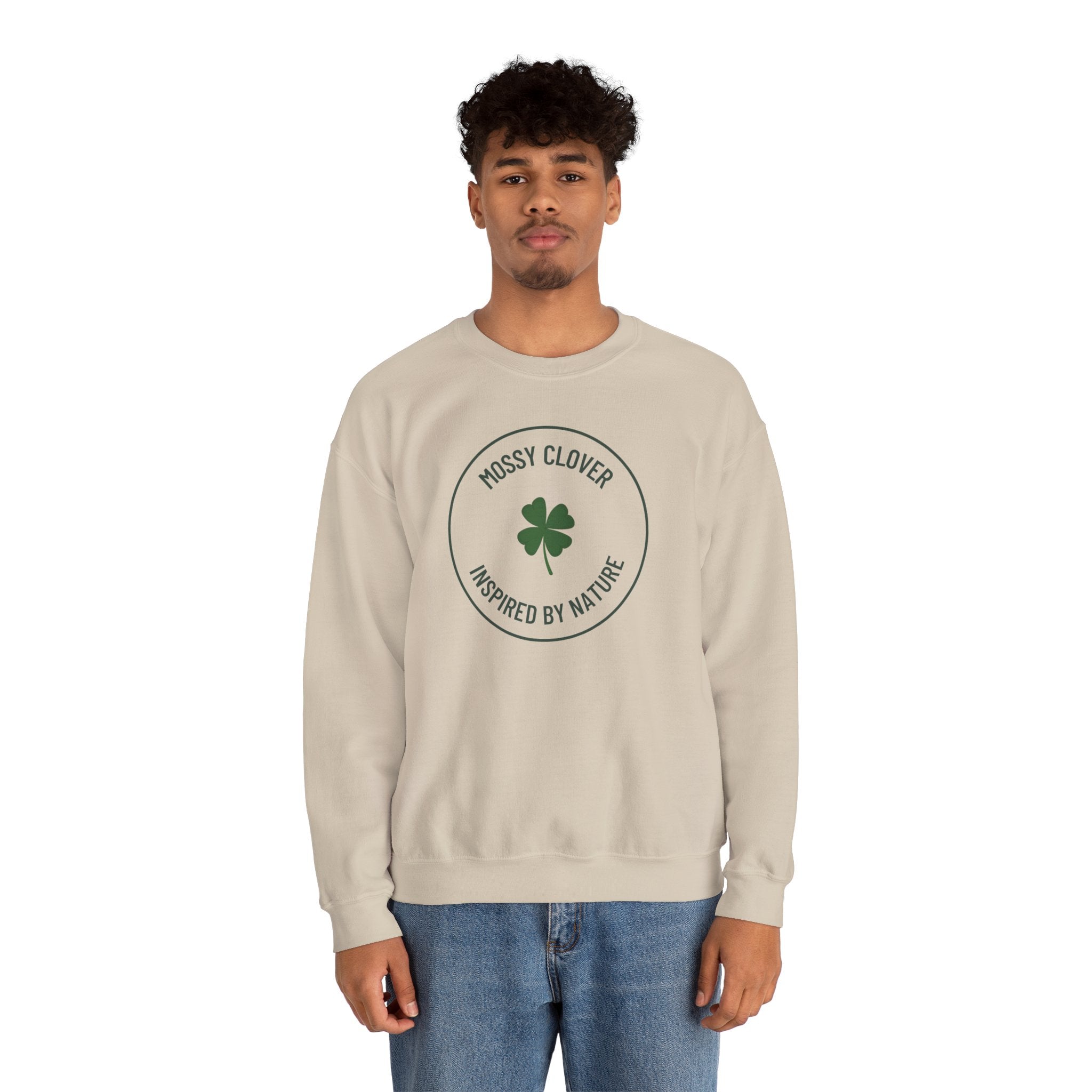 Mossy Clover Crewneck Sweatshirt - "Mossy Clover: Inspired by Nature"  Eco Nature Pullover