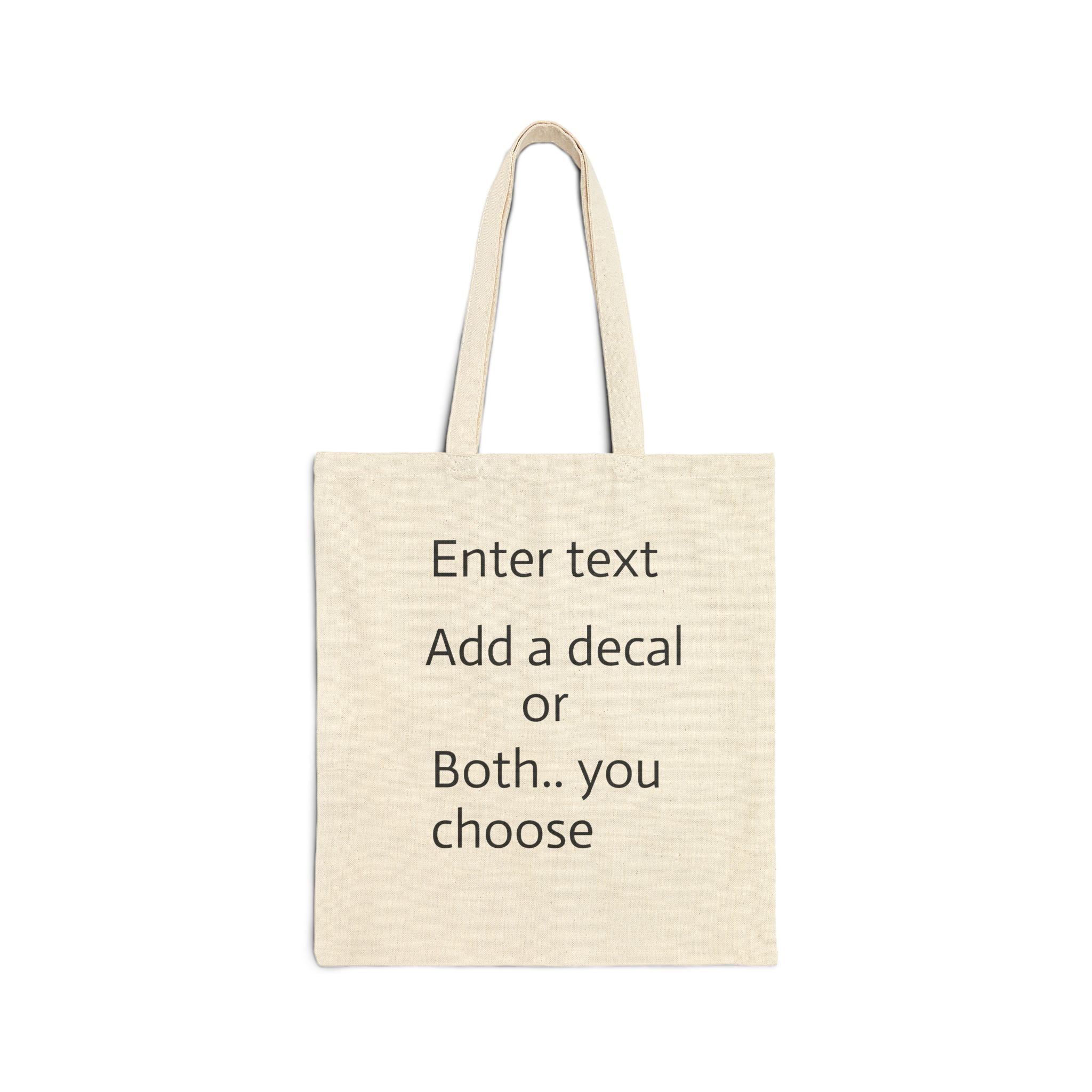 Canvas Tote Bag — Customizable Natural Cotton Tote (Add Text or Decal)