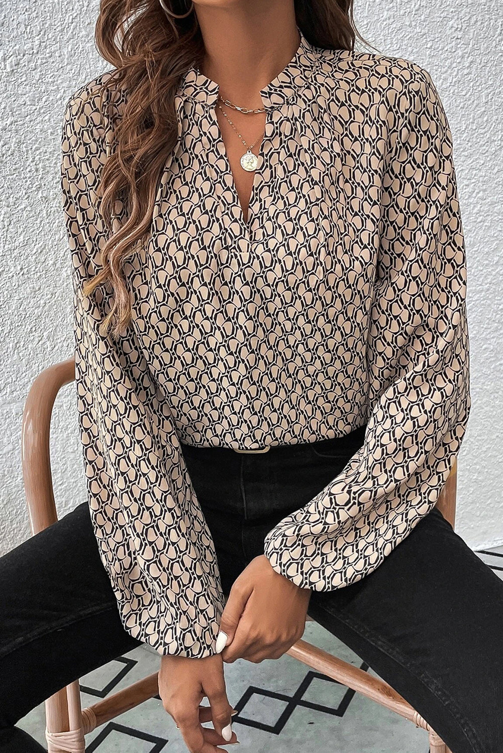 The Mosaic Puff Sleeve Blouse for Women