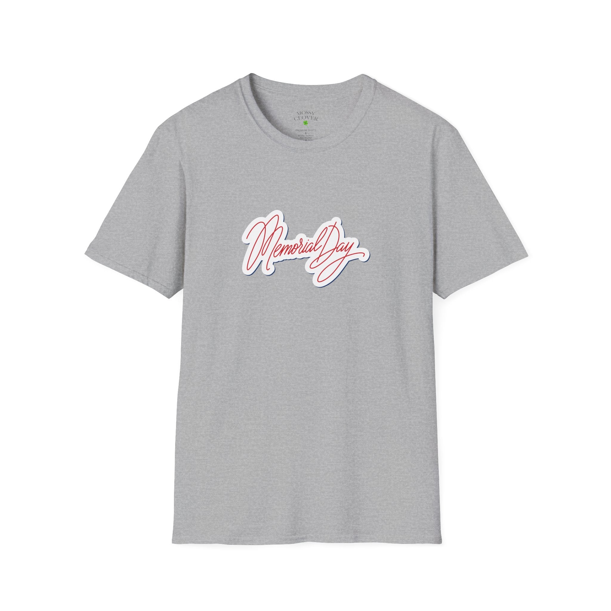 Memorial Day T-Shirt – 'Memorial Day' Script Front & American Flag Back