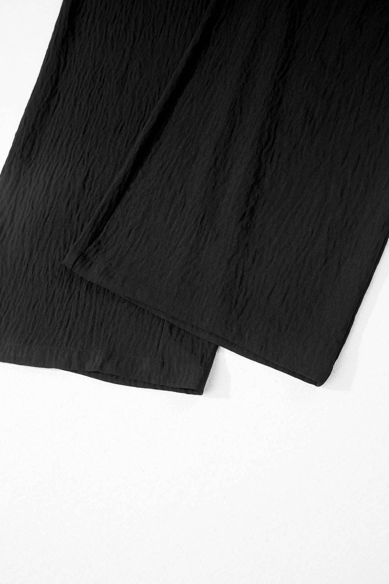 Contour Cross-Waist Trousers — Textured Wide-Leg Pants