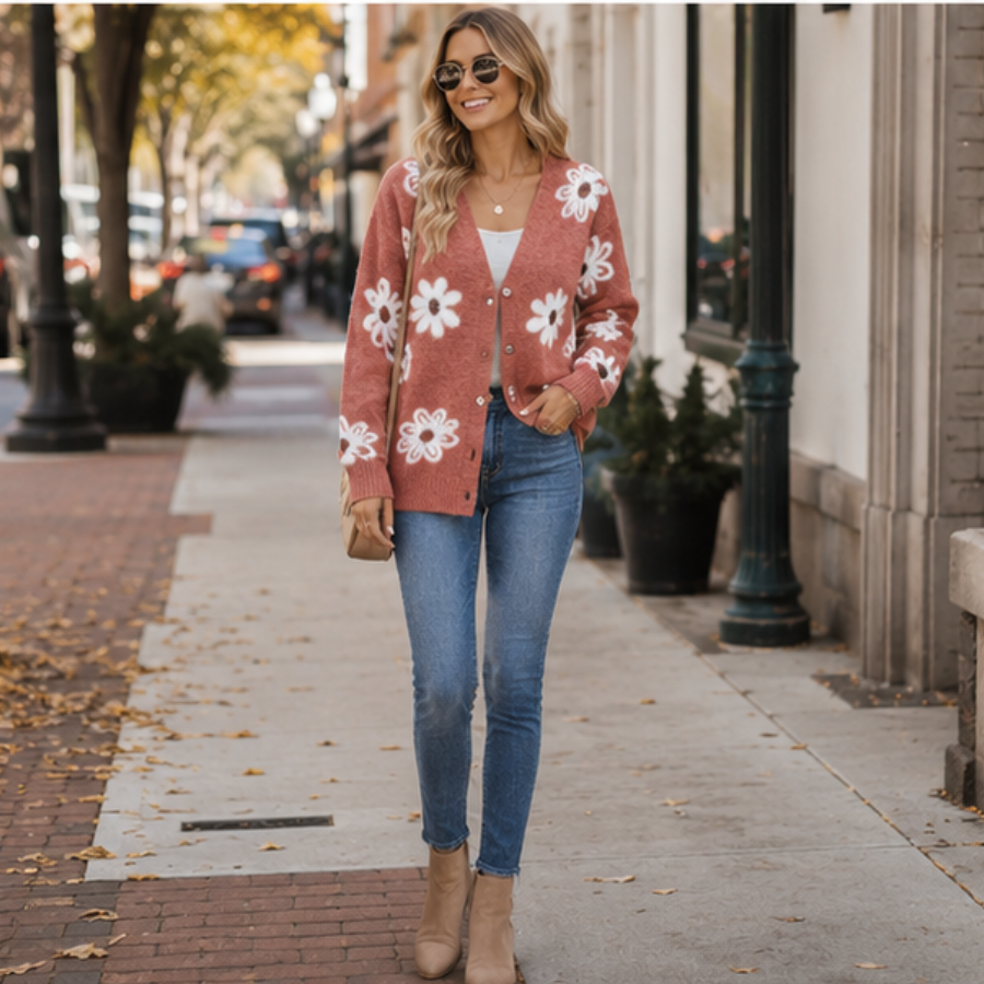 The Daisy Meadow Button Up Cardigan For Women