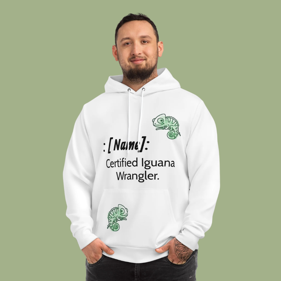 Custom "Certified Iguana Wrangler" Hoodie — Personalized Reptile Lover Gift