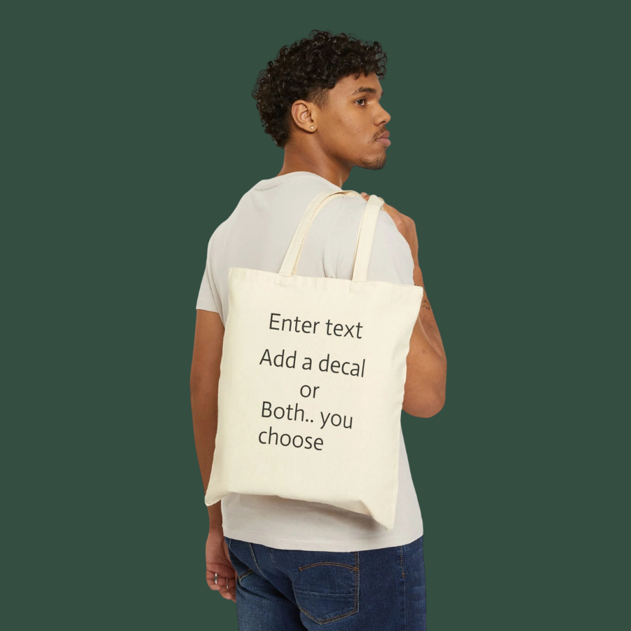 Canvas Tote Bag — Customizable Natural Cotton Tote (Add Text or Decal)