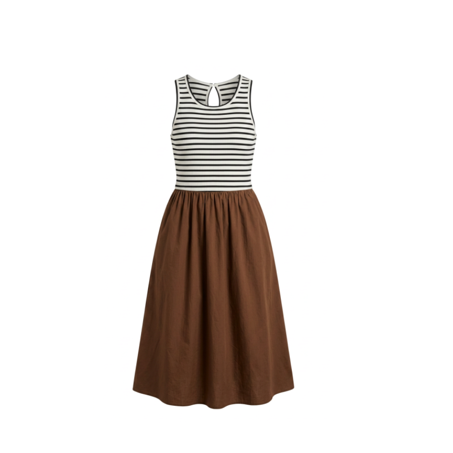The Harvest Stripe Patchwork Sleeveless Dress for Women