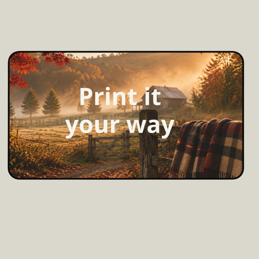 Custom Photo Desk Mat — Personalized Scenic Office Mousepad ("Print it your way")