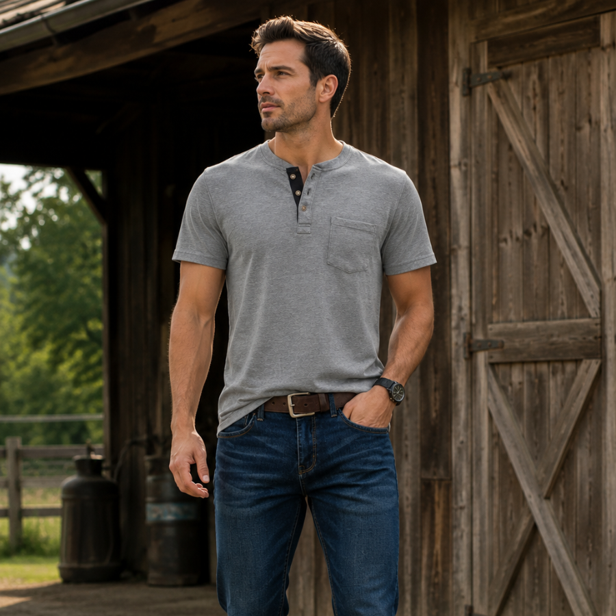 The Ridge Henley Cotton T-shirt For Men