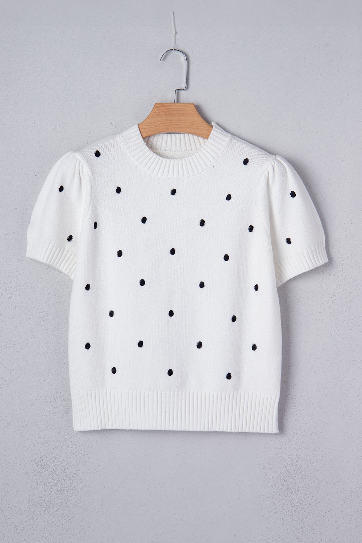Polka Dot Bubble Short Sleeve Sweater ~ B & W