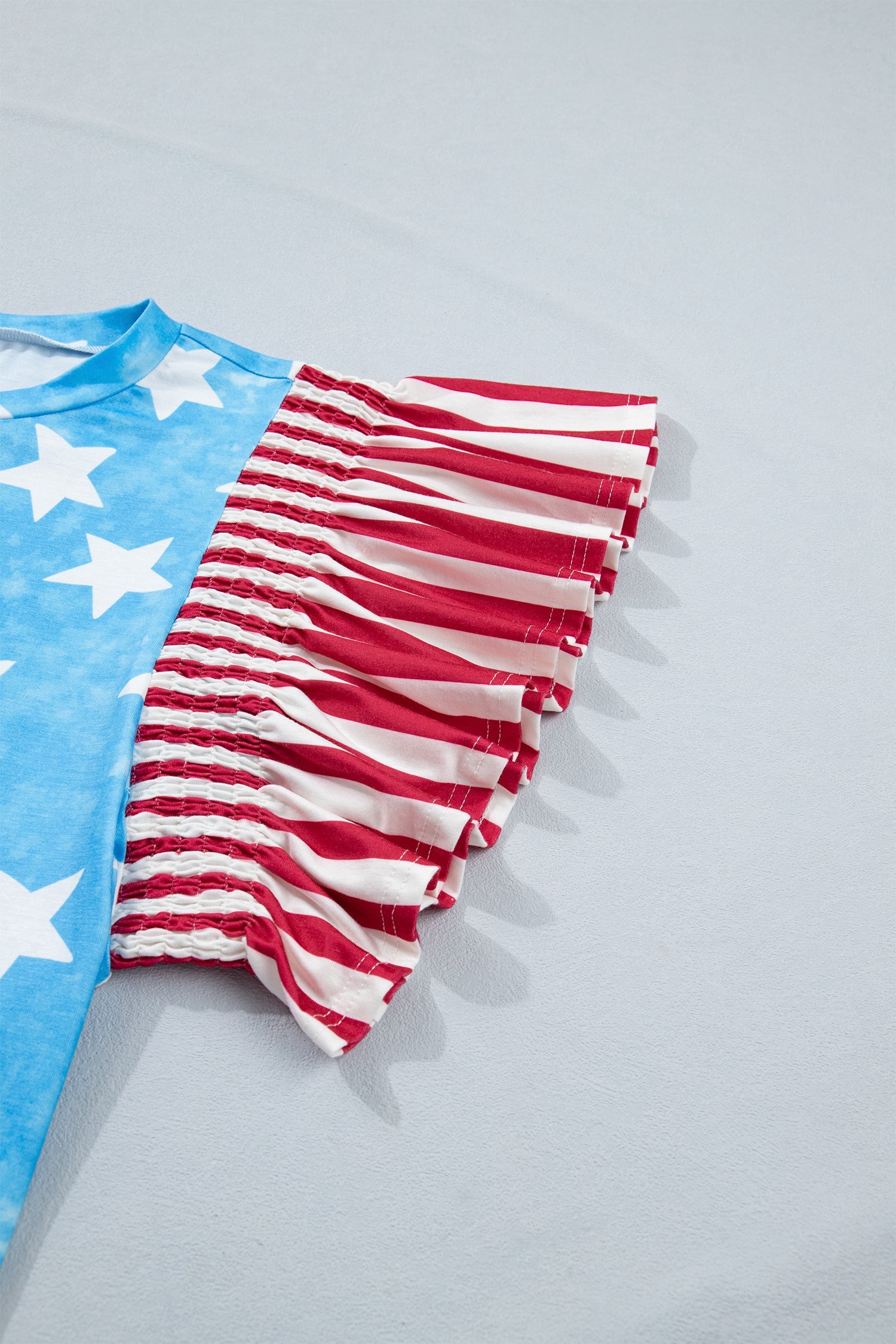 Stars & Stripes Mineral Wash Ruffle Sleeve Top