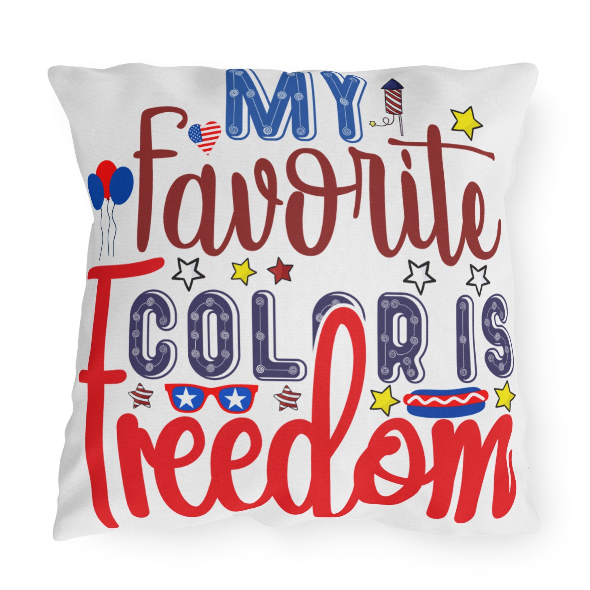 Patriotic Americana Throw Pillow  - 4th of July Outdoor Pillow