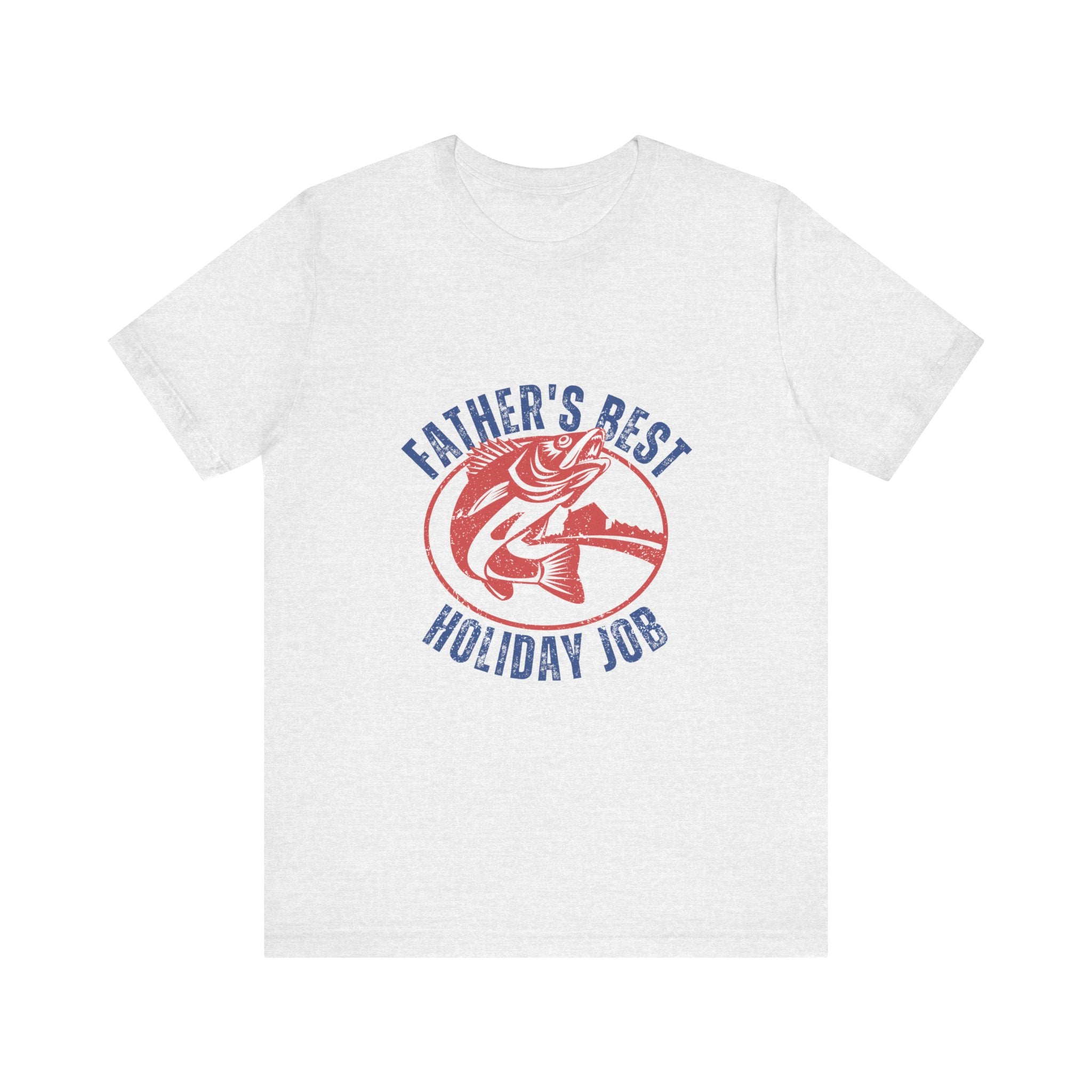 Father's Best Holiday Job T-Shirt — Vintage Fishing Dad Christmas Tee