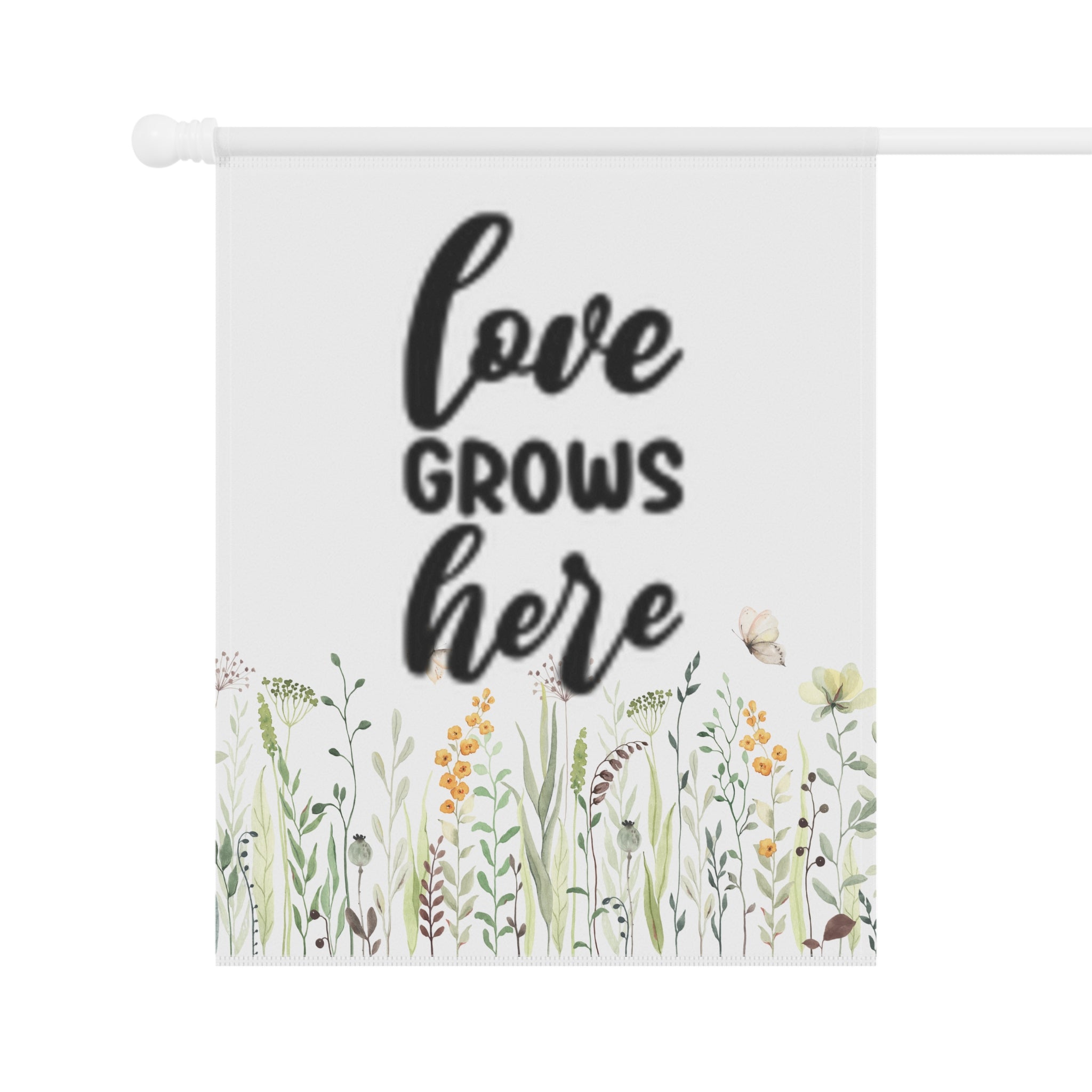 Garden Flag - "Love Grows Here" Floral House & Garden Banner