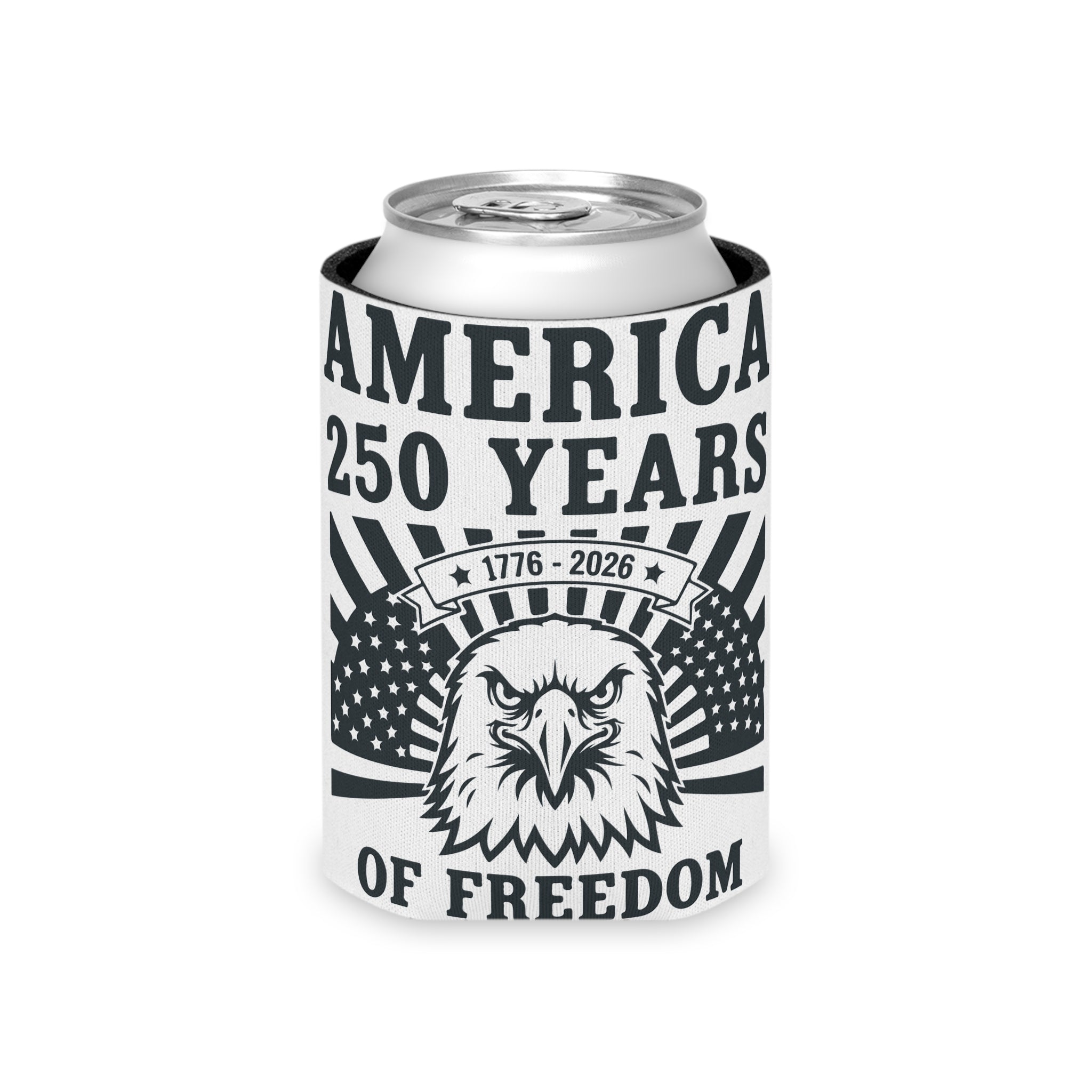 250 Years of Freedom Can Cooler – America 1776–2026 Eagle Flag Stubby Cooler