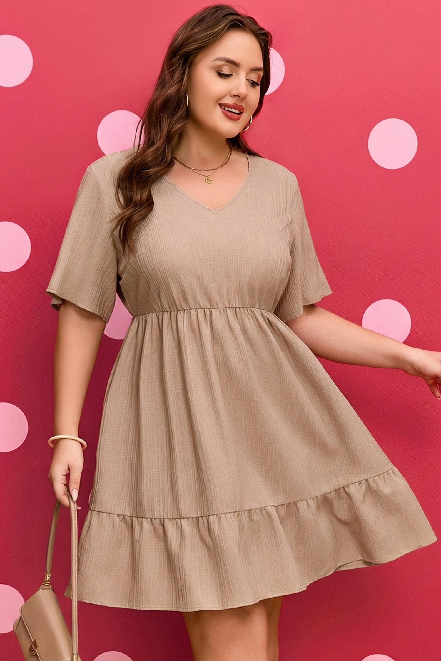 Women’s Textured Ruffle Dress – Graceful Comfort Collection