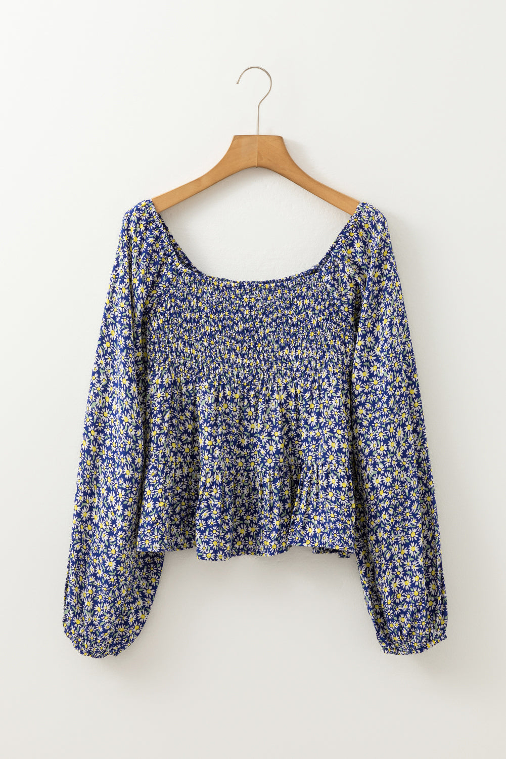 The Sky Bloom Smocked Square Neck Loose Fit Blouse