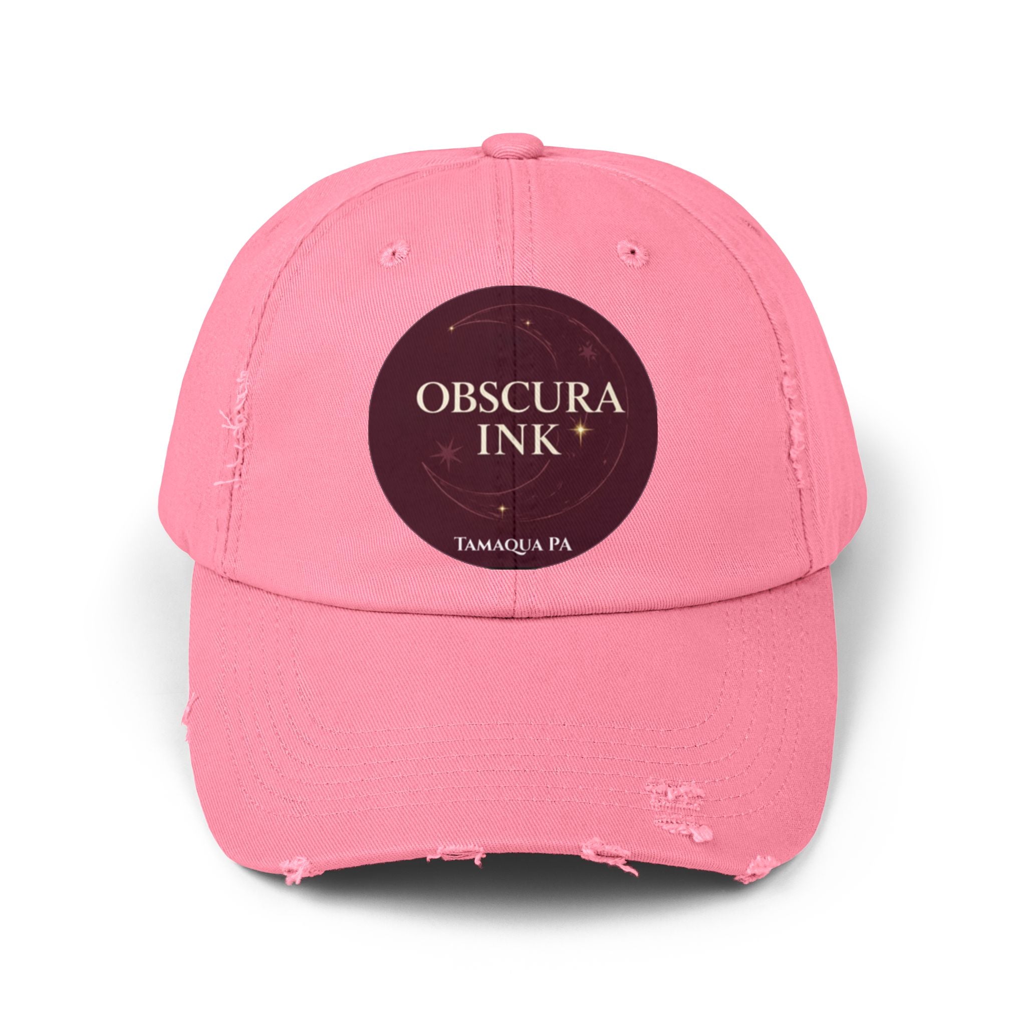 Moon Logo — Obscura Ink Distressed Baseball Cap