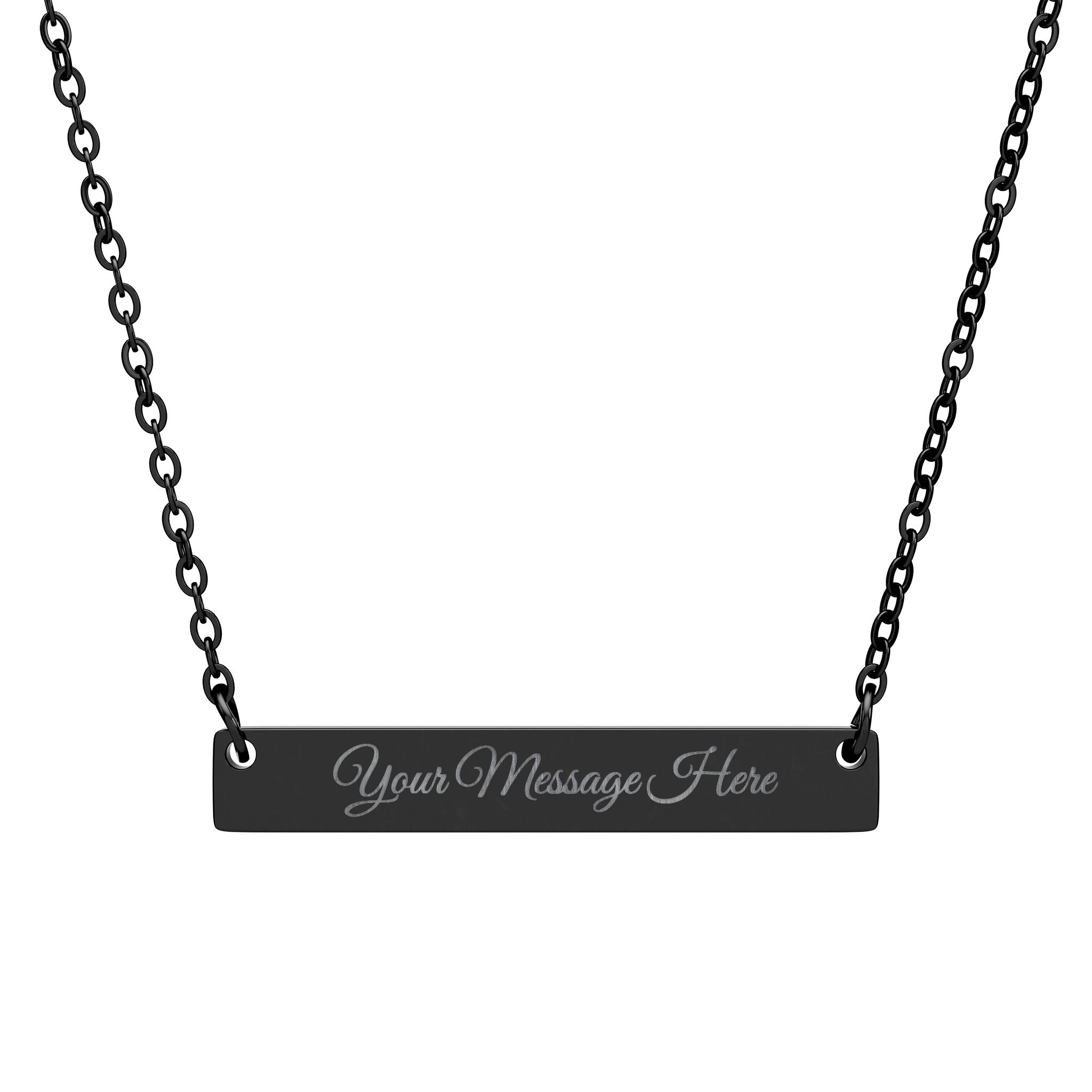 Engraved Horizontal Bar Necklace — Personalized Name Plate Pendant