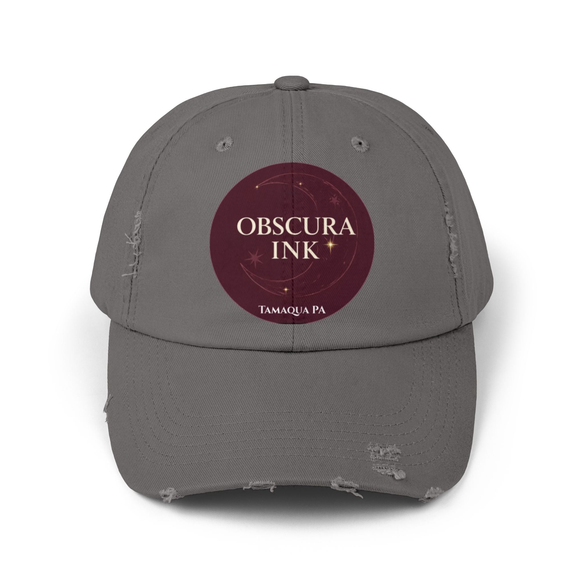 Moon Logo — Obscura Ink Distressed Baseball Cap