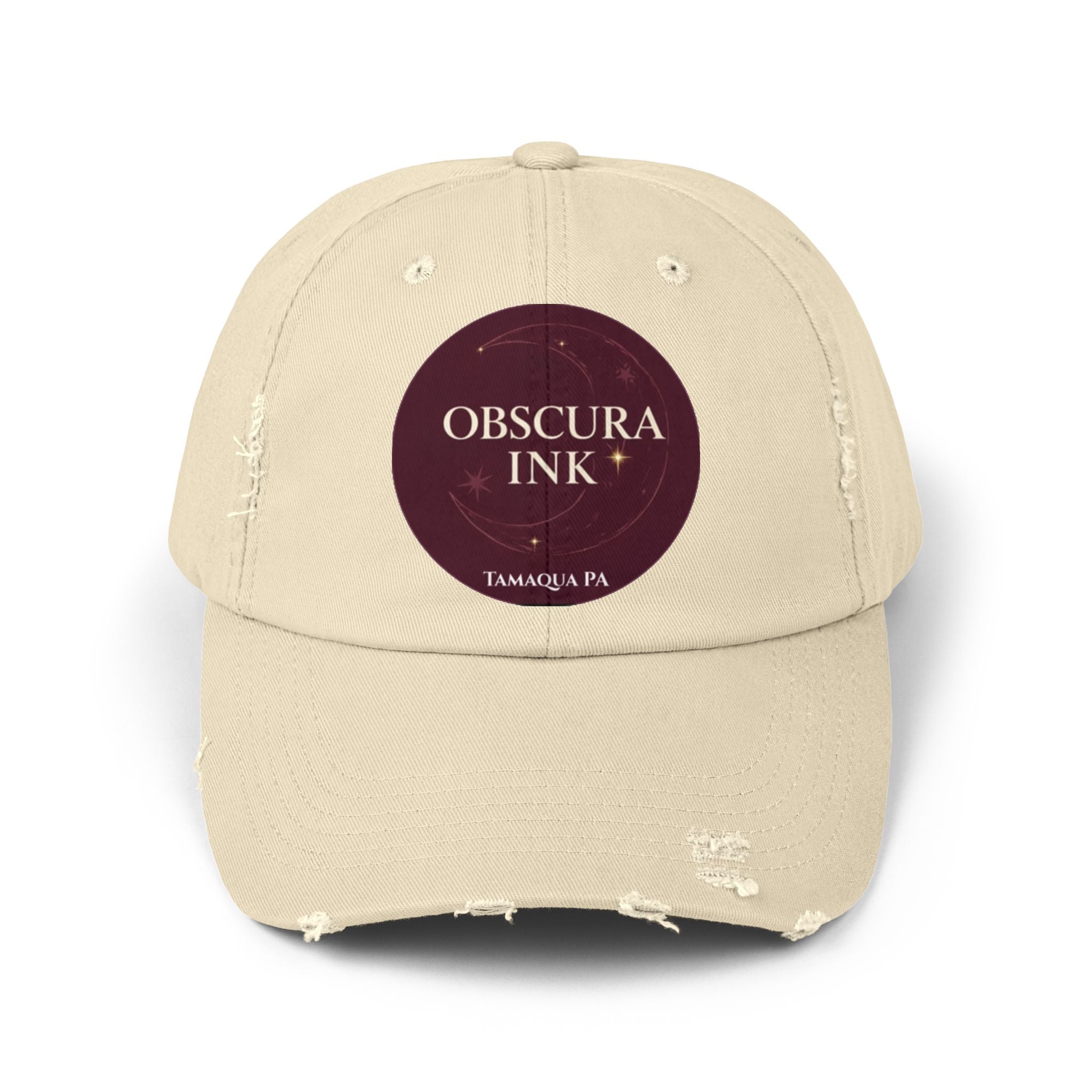 Moon Logo — Obscura Ink Distressed Baseball Cap