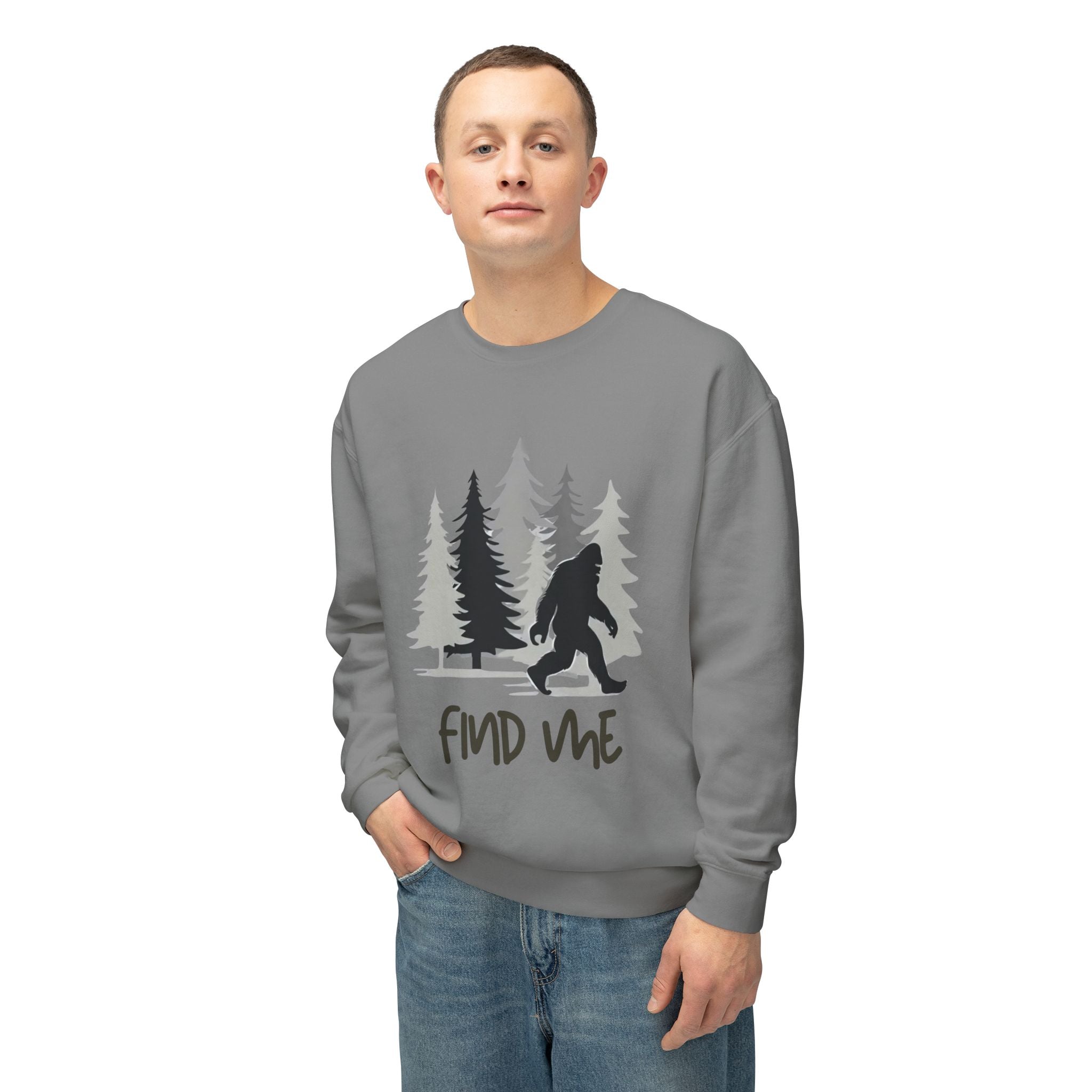 Find Me Sweatshirt — Bigfoot Sasquatch Graphic Crewneck