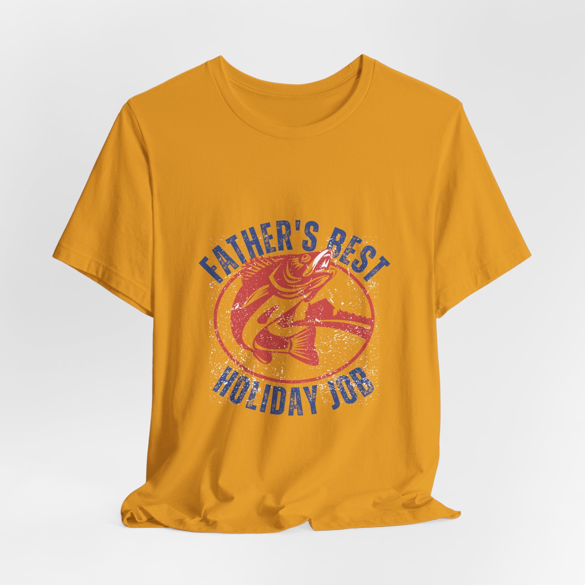 Father's Best Holiday Job T-Shirt — Vintage Fishing Dad Christmas Tee