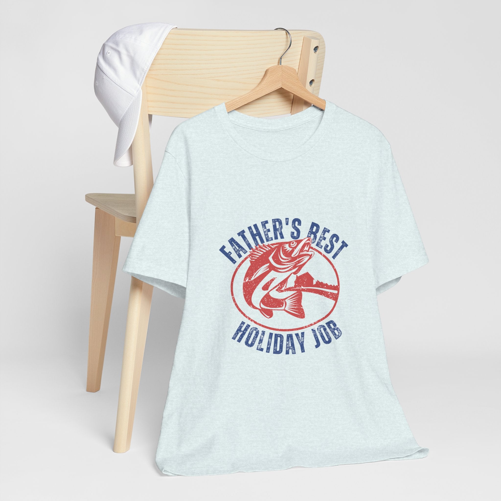 Father's Best Holiday Job T-Shirt — Vintage Fishing Dad Christmas Tee