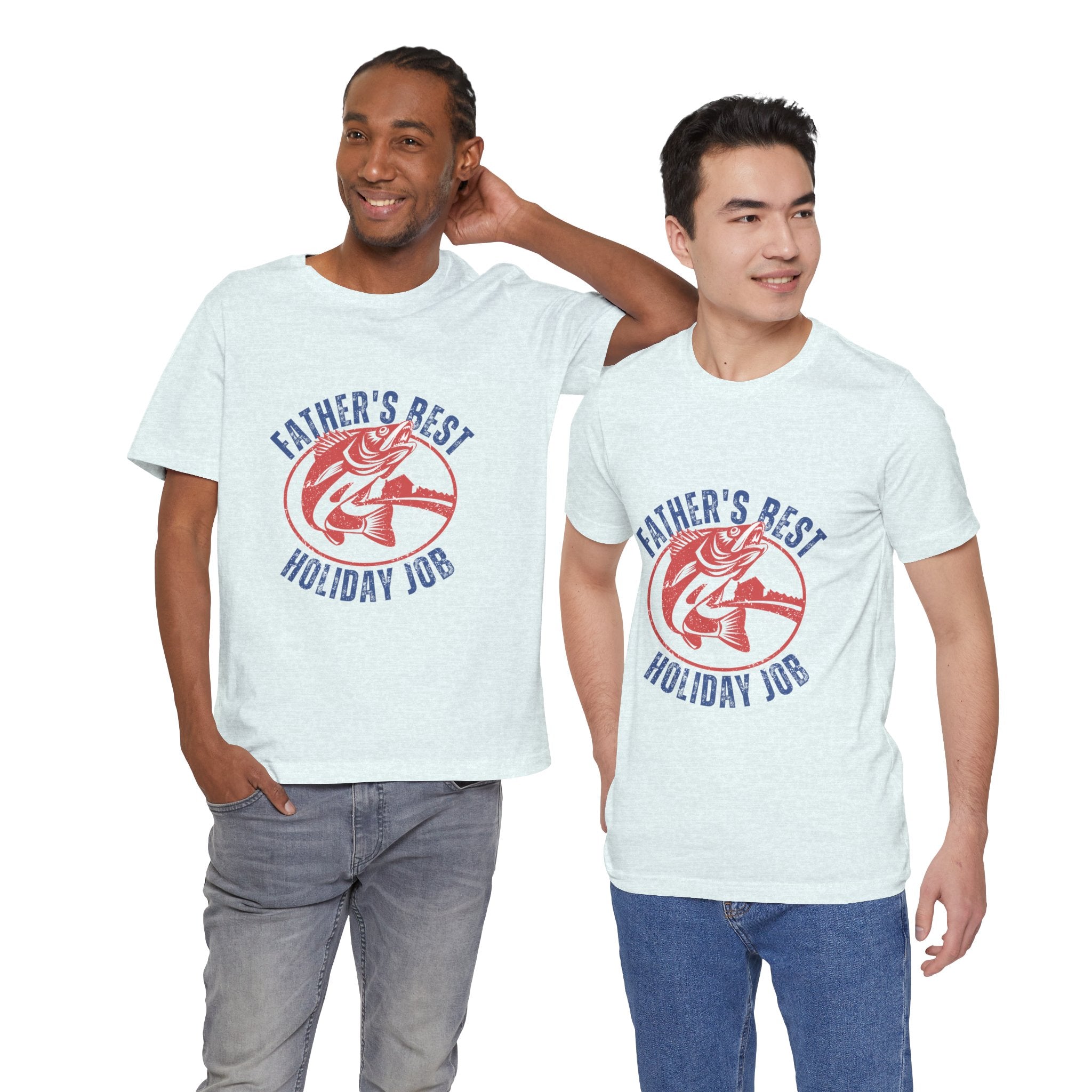 Father's Best Holiday Job T-Shirt — Vintage Fishing Dad Christmas Tee