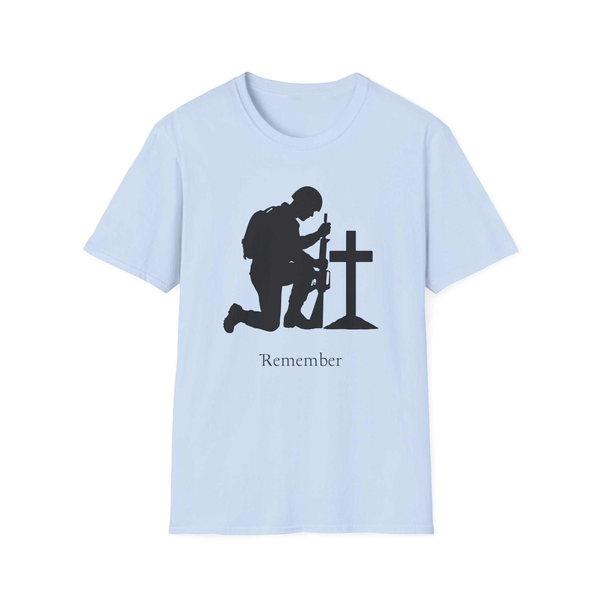 Remember Soldier Kneeling Cross T-Shirt — Military Memorial Tee
