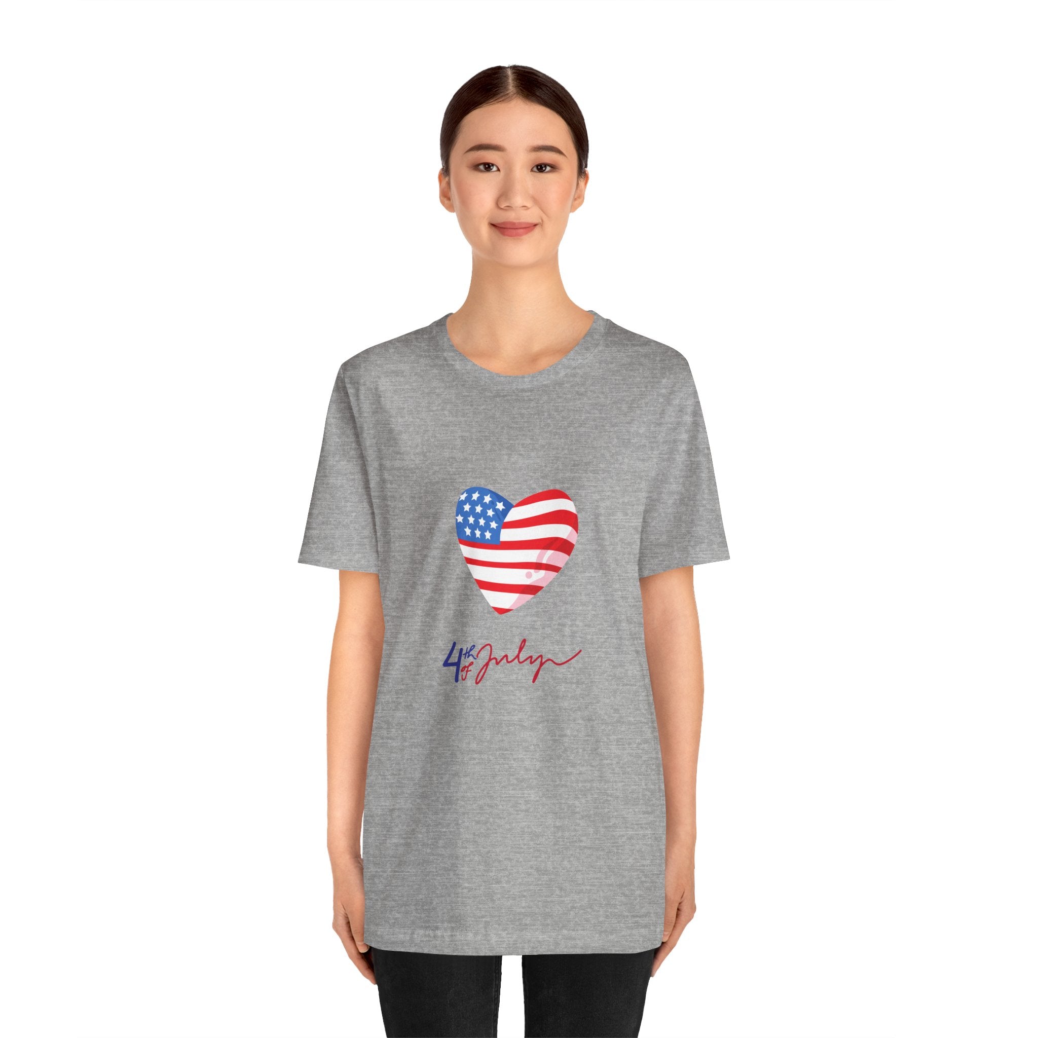 4th of July Heart Flag Tee — American Flag Heart Graphic T-Shirt