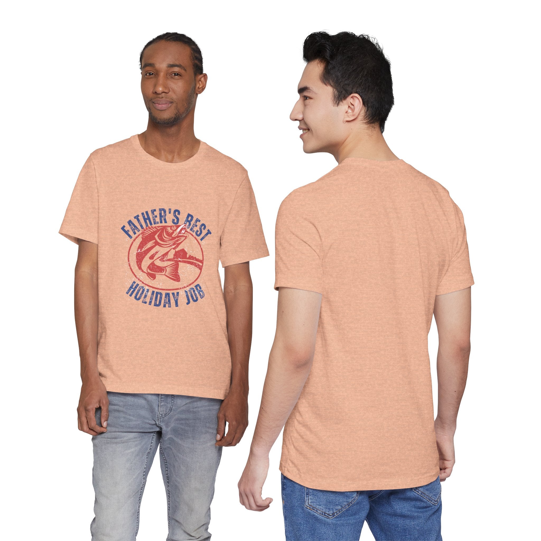Father's Best Holiday Job T-Shirt — Vintage Fishing Dad Christmas Tee