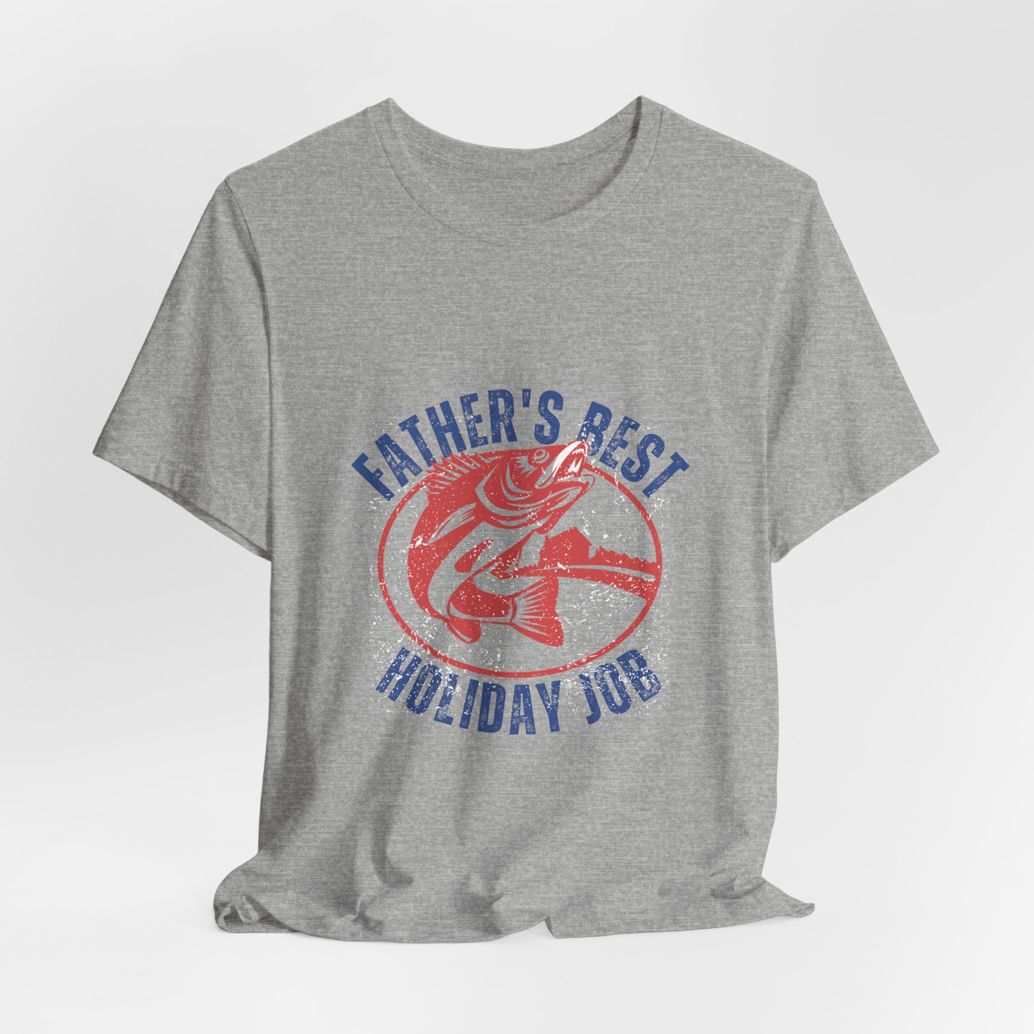Father's Best Holiday Job T-Shirt — Vintage Fishing Dad Christmas Tee