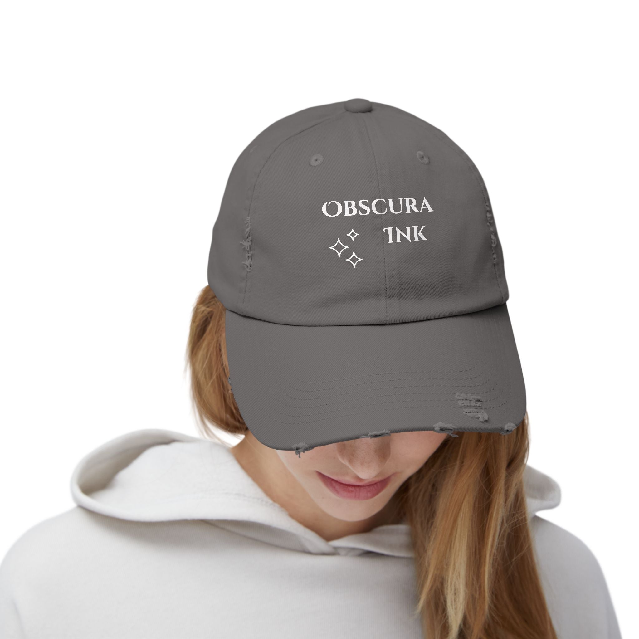 Obscura Ink Distressed Baseball Cap — Name Logo