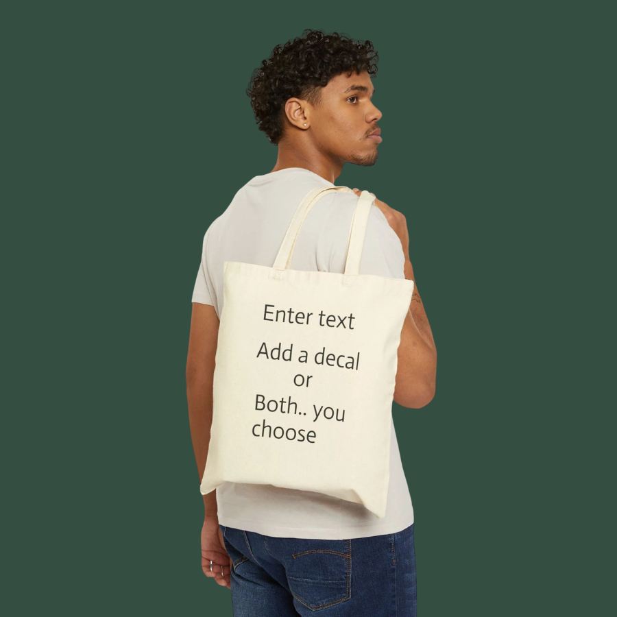 Canvas Tote Bag — Customizable Natural Cotton Tote (Add Text or Decal)